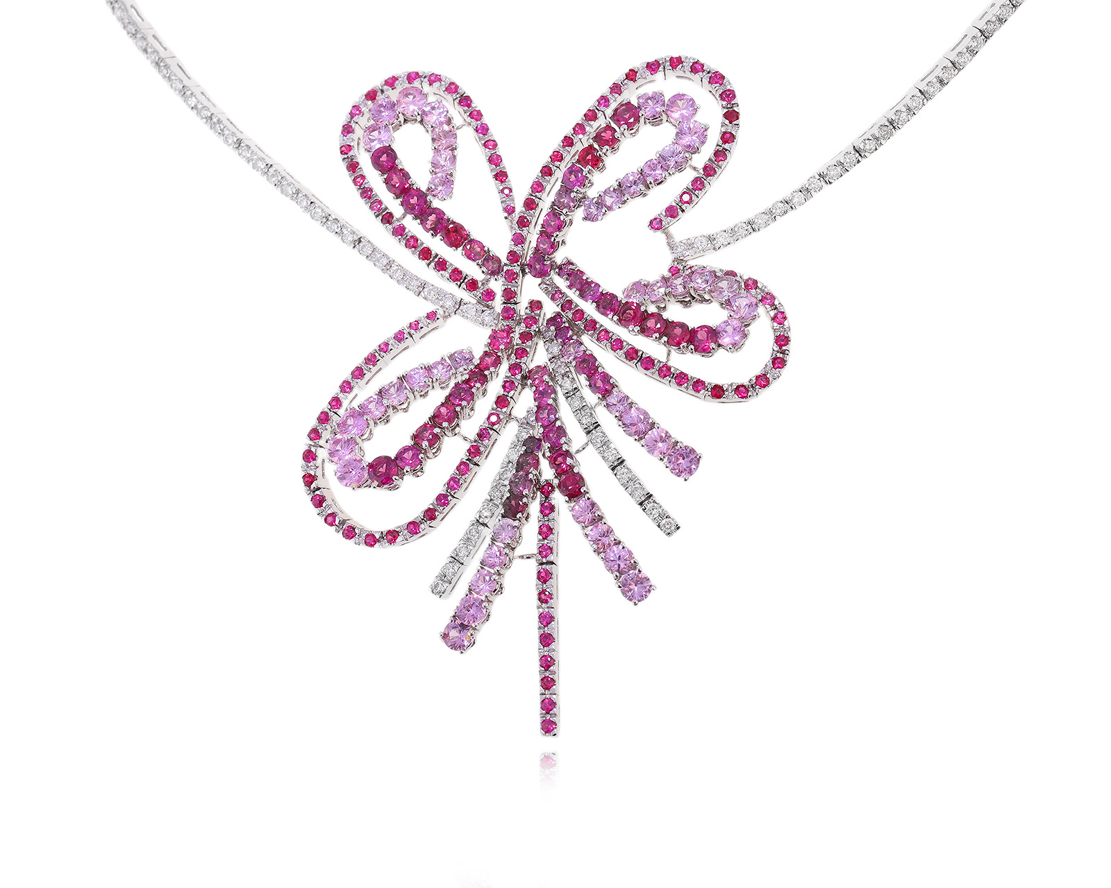 Золотое колье с розовыми сапфирами 11.60ct