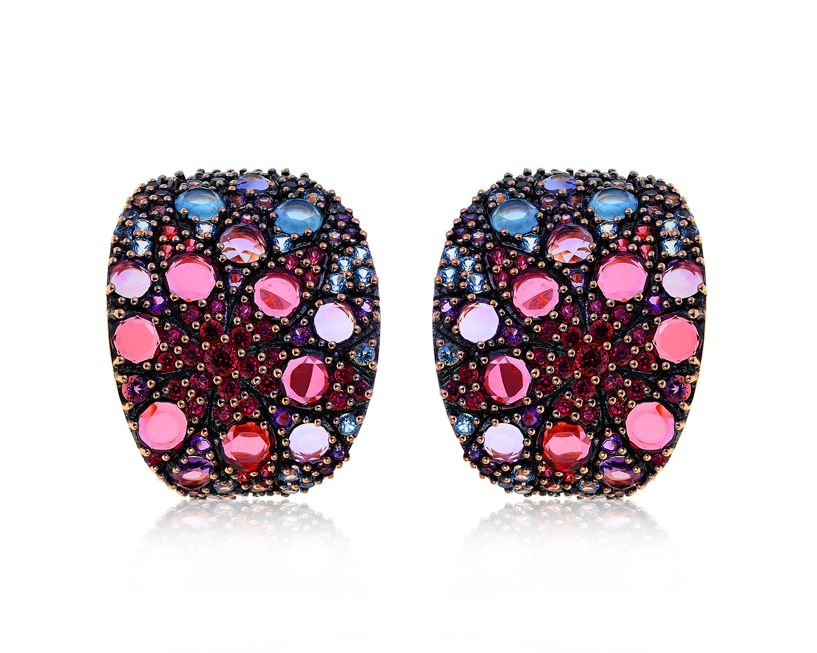 Оригинальные золотые серьги с цветными камнями 10.72ct Pasquale Bruni Mandala 100721/1
