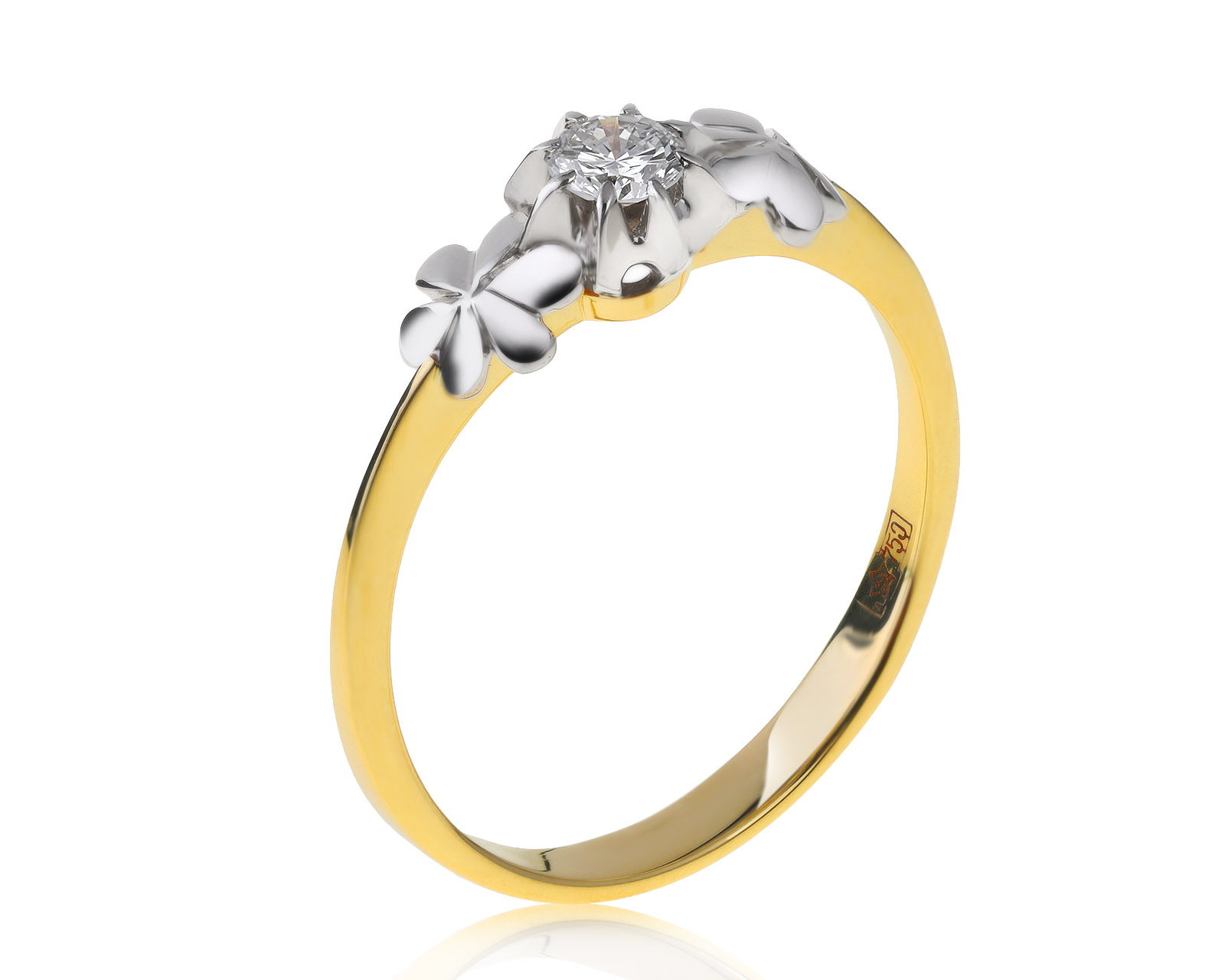 Винтажное золотое кольцо с бриллиантом 0.20ct СССР 180721/4