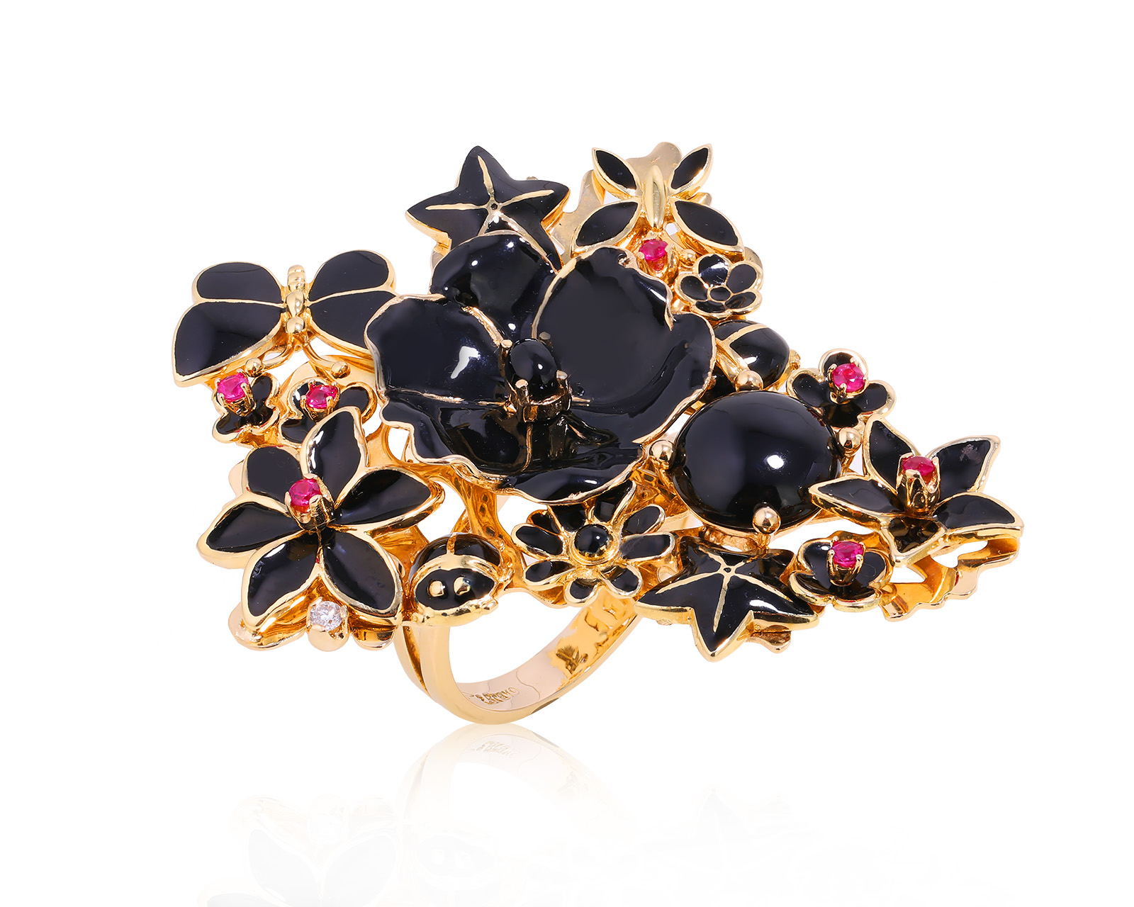 Оригинальное золотое кольцо Roberto Bravo Black Magic 181224/18