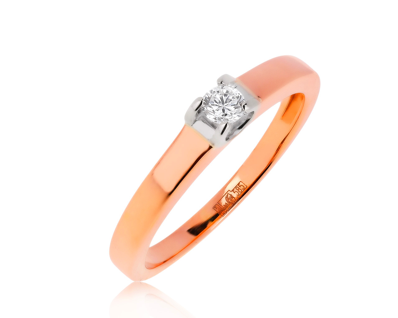 Изящное золотое кольцо с бриллиантом 0.10ct 070920/8