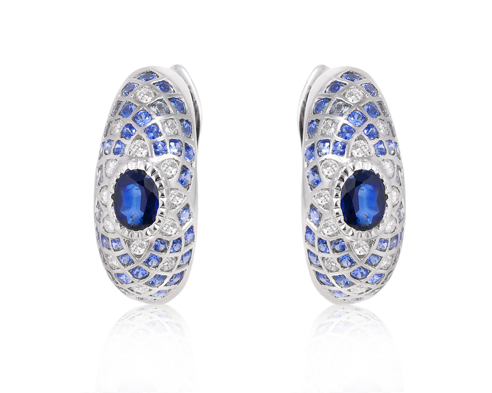Золотые серьги с сапфирами 3.14ct и бриллиантами 0.61ct 140225/5
