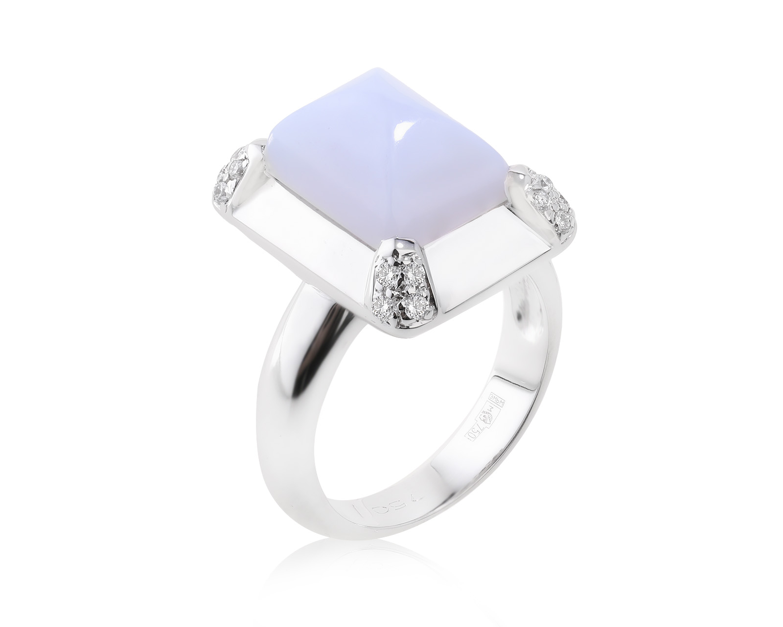 Золотое кольцо с голубым халцедоном 4.65ct 130723/3