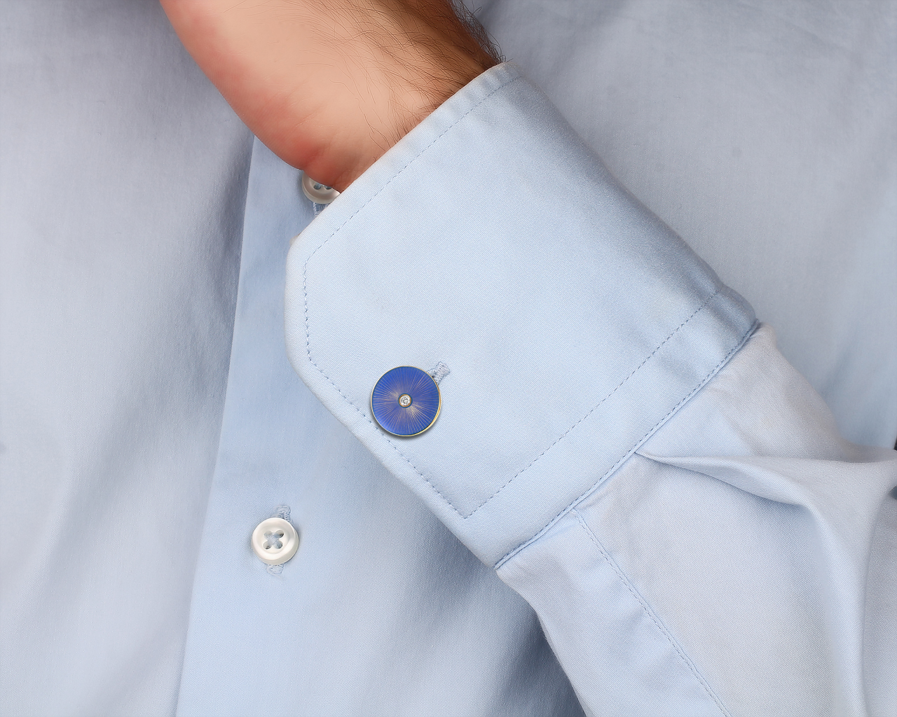 Оригинальные золотые запонки с бриллиантами 0.15ct Faberge