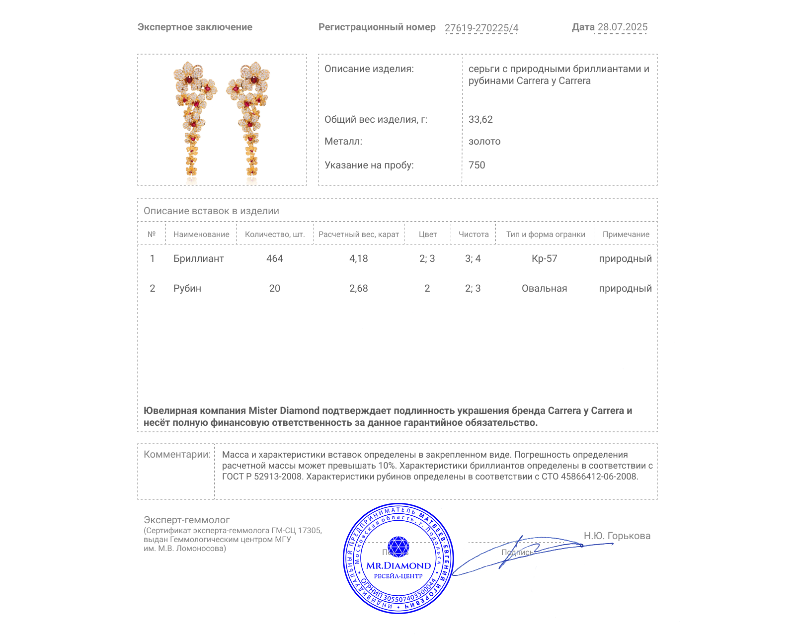 Оригинальные золотые серьги Carrera y Carrera Orquideas Maxi