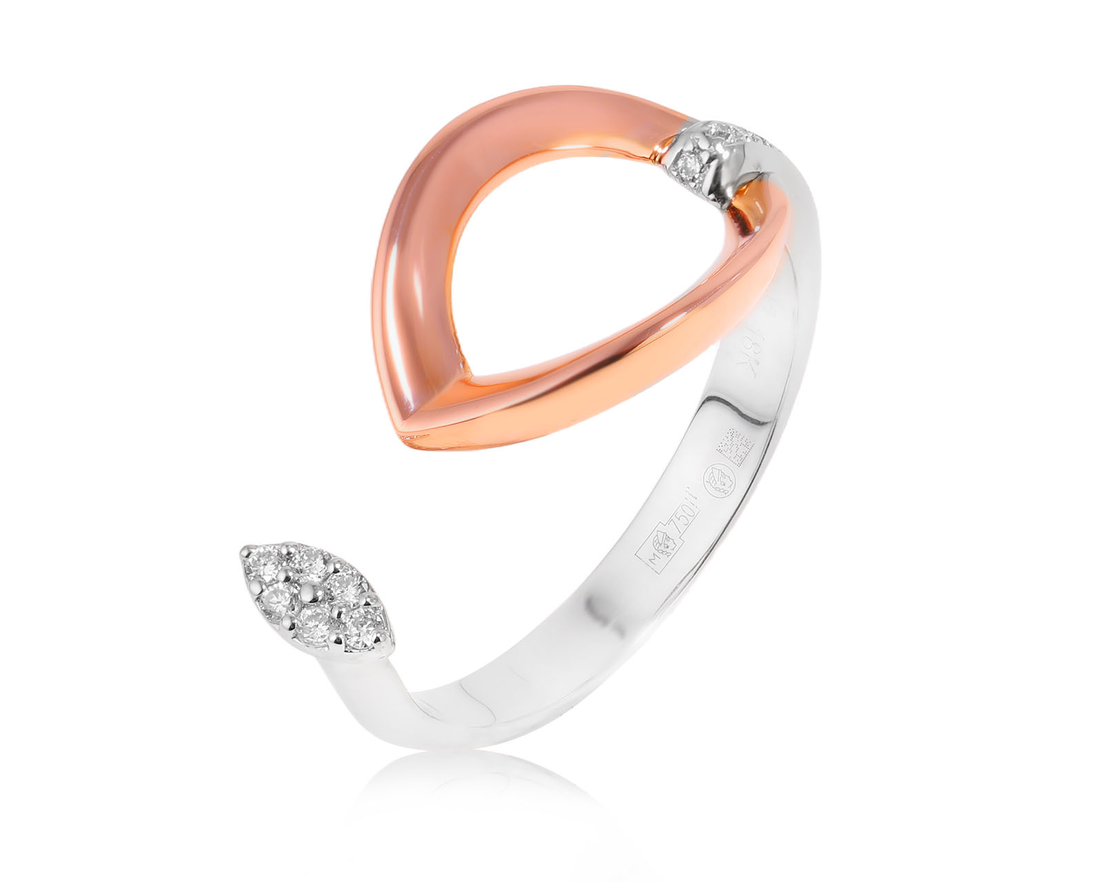 Оригинальное золотое кольцо с бриллиантами 0.08ct Roberto Bravo