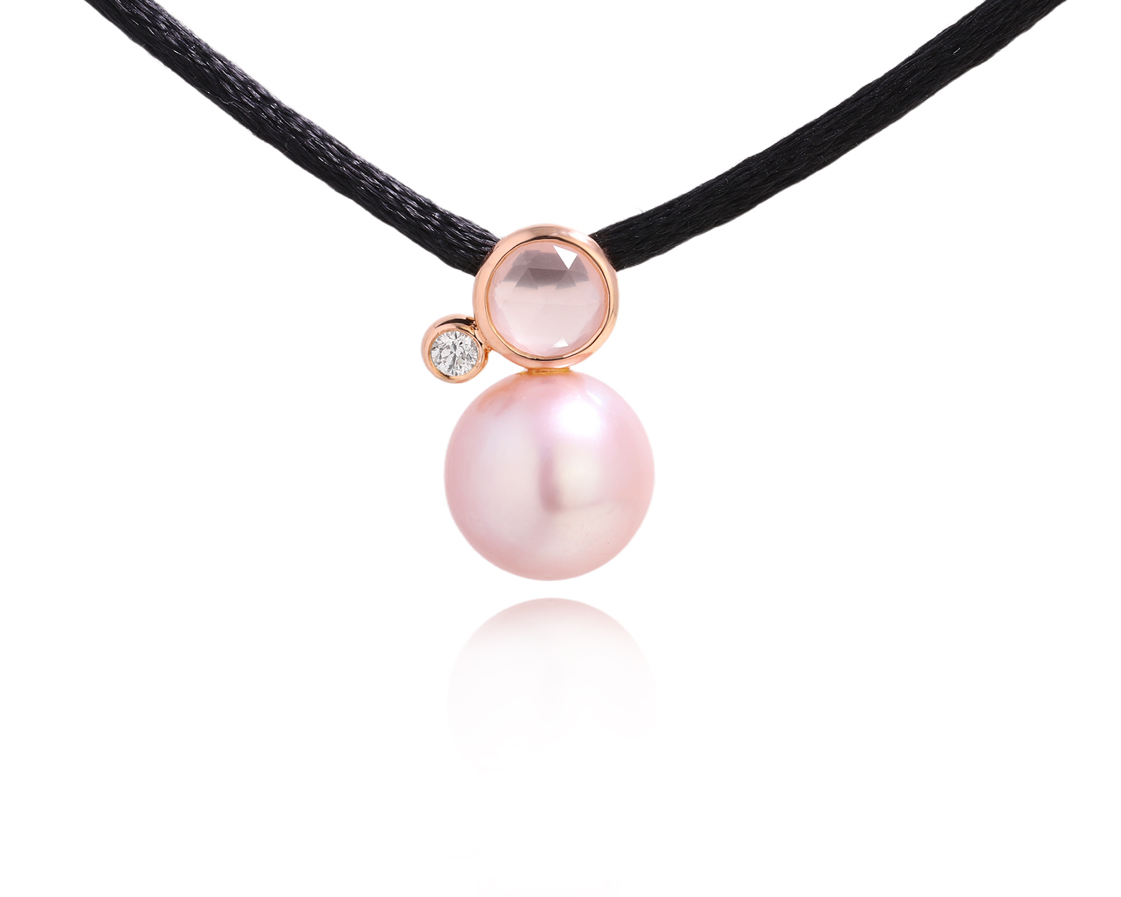 Оригинальный золотой кулон с жемчугом и кварцем 0.52ct MiMi