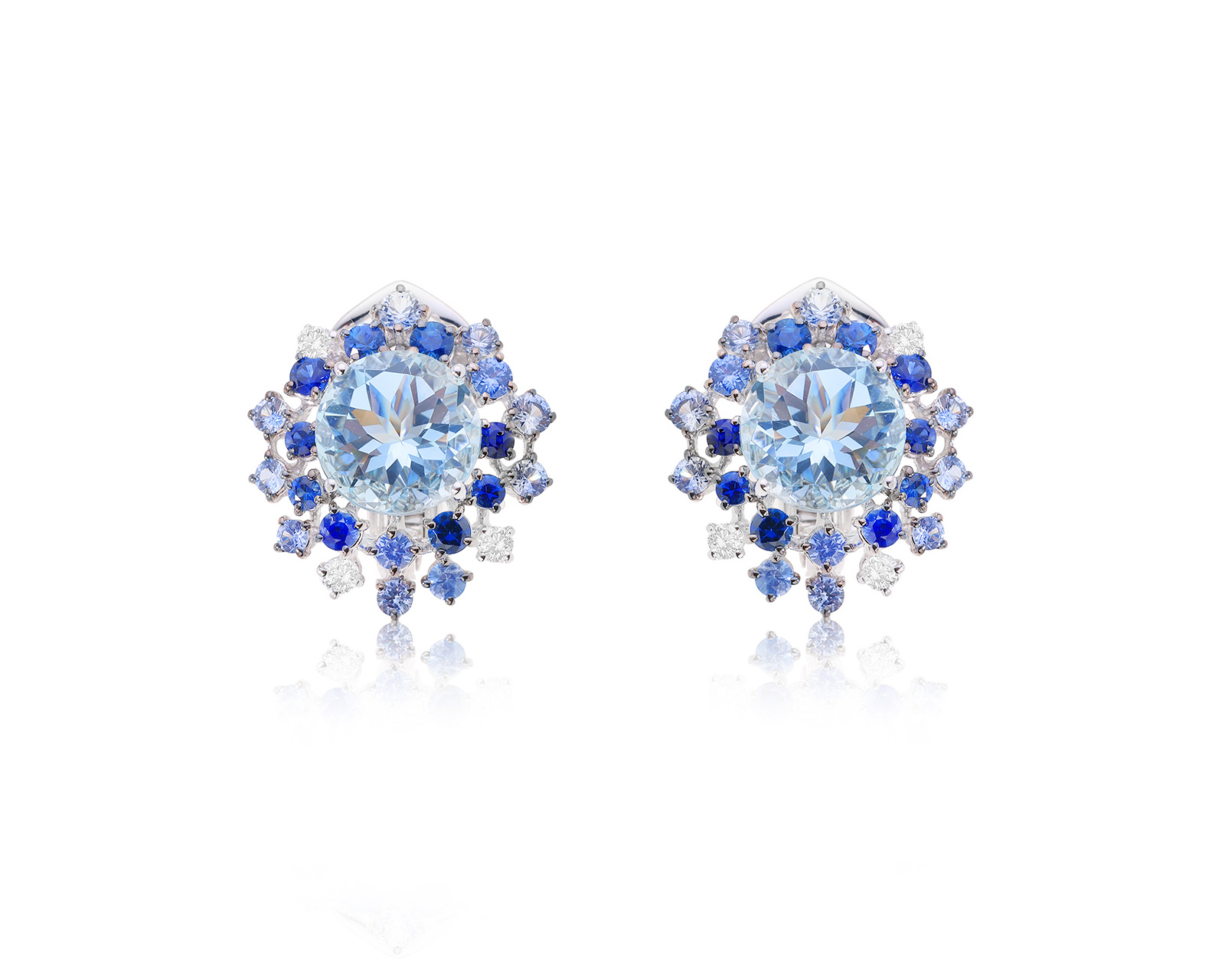 Оригинальные золотые серьги с аквамаринами 5.80ct Damiani Mimosa Anima 230823/7