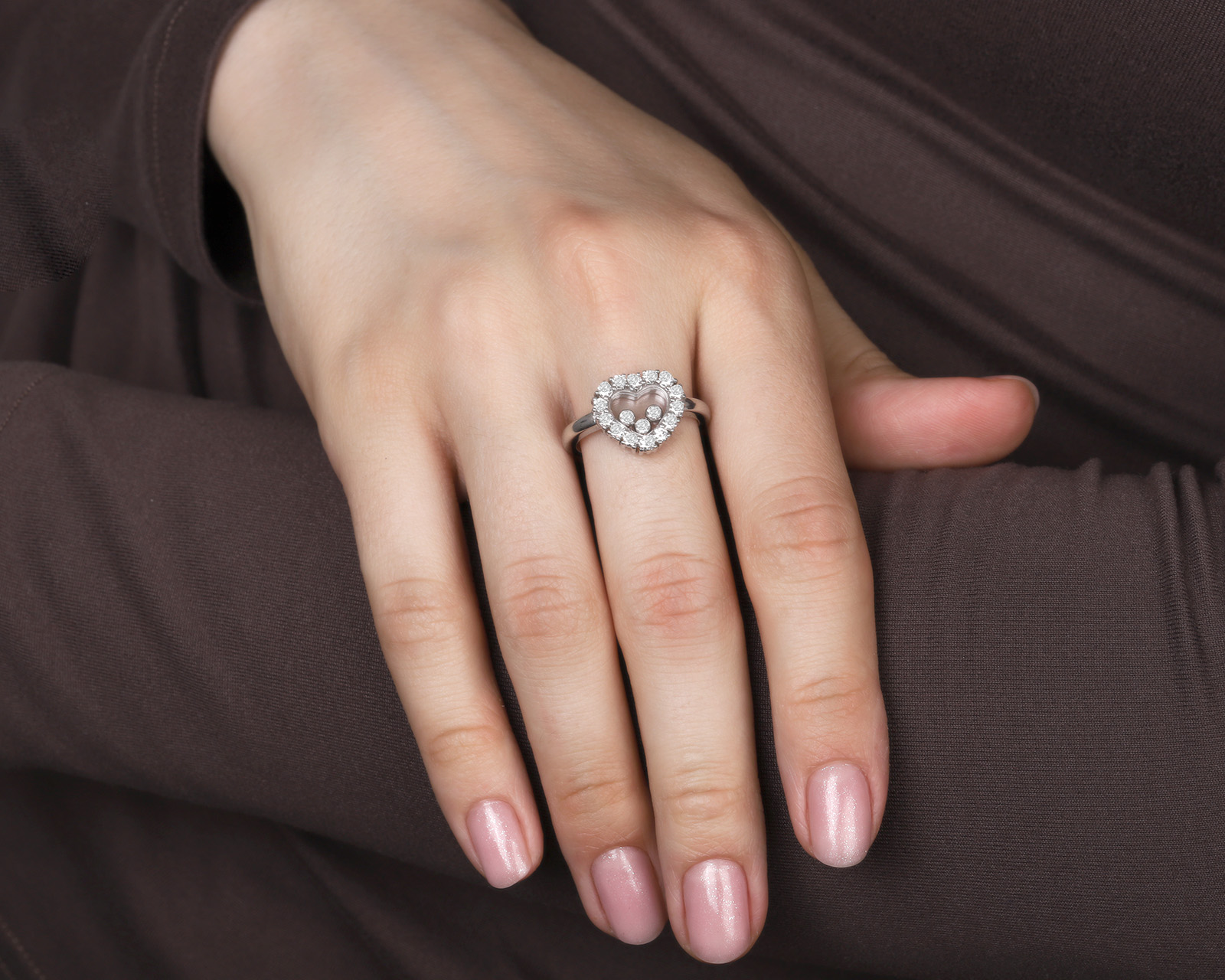 Оригинальное золотое кольцо с бриллиантами 0.85ct Chopard Happy Diamonds