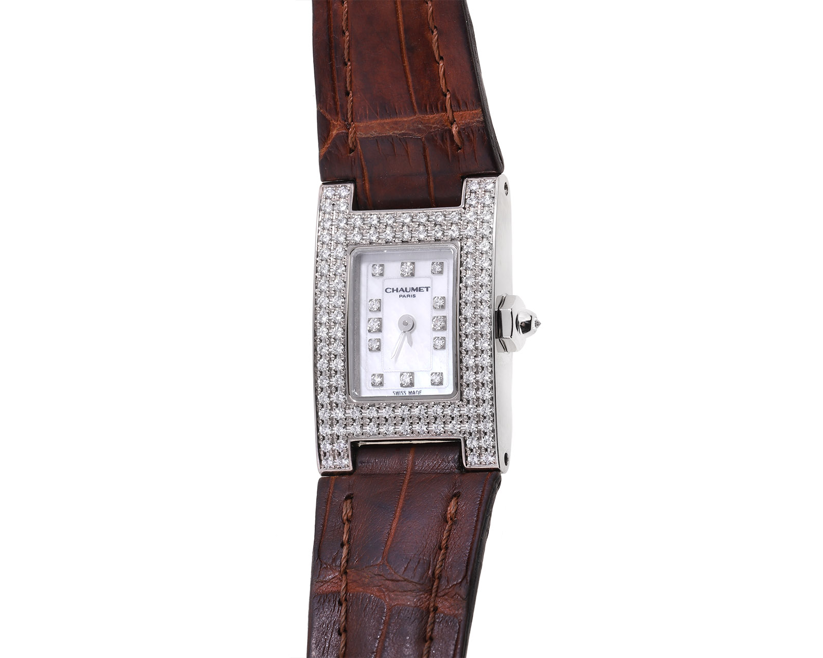 Оригинальные золотые часы с бриллиантами 0.87ct Chaumet Khesis 110824/8