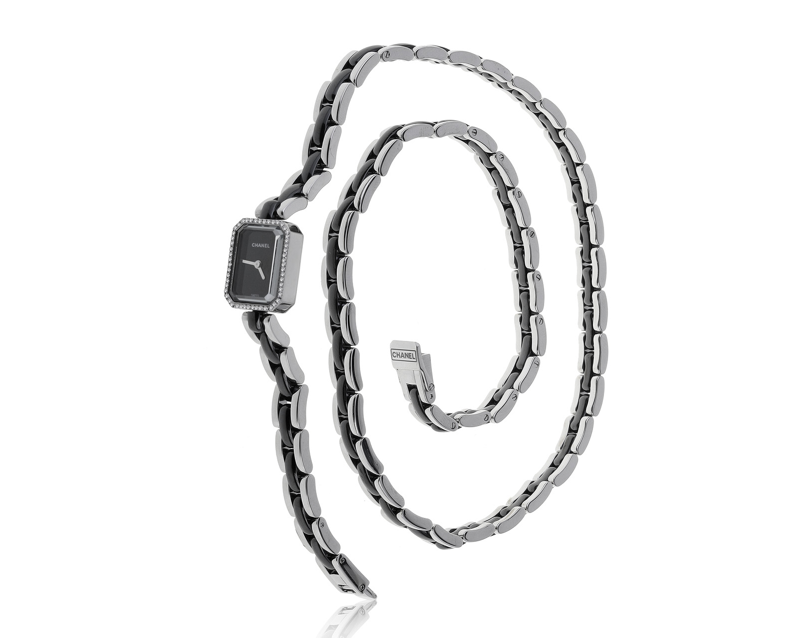 Оригинальные стальные часы с бриллиантами 0.26ct Chanel Première Mini