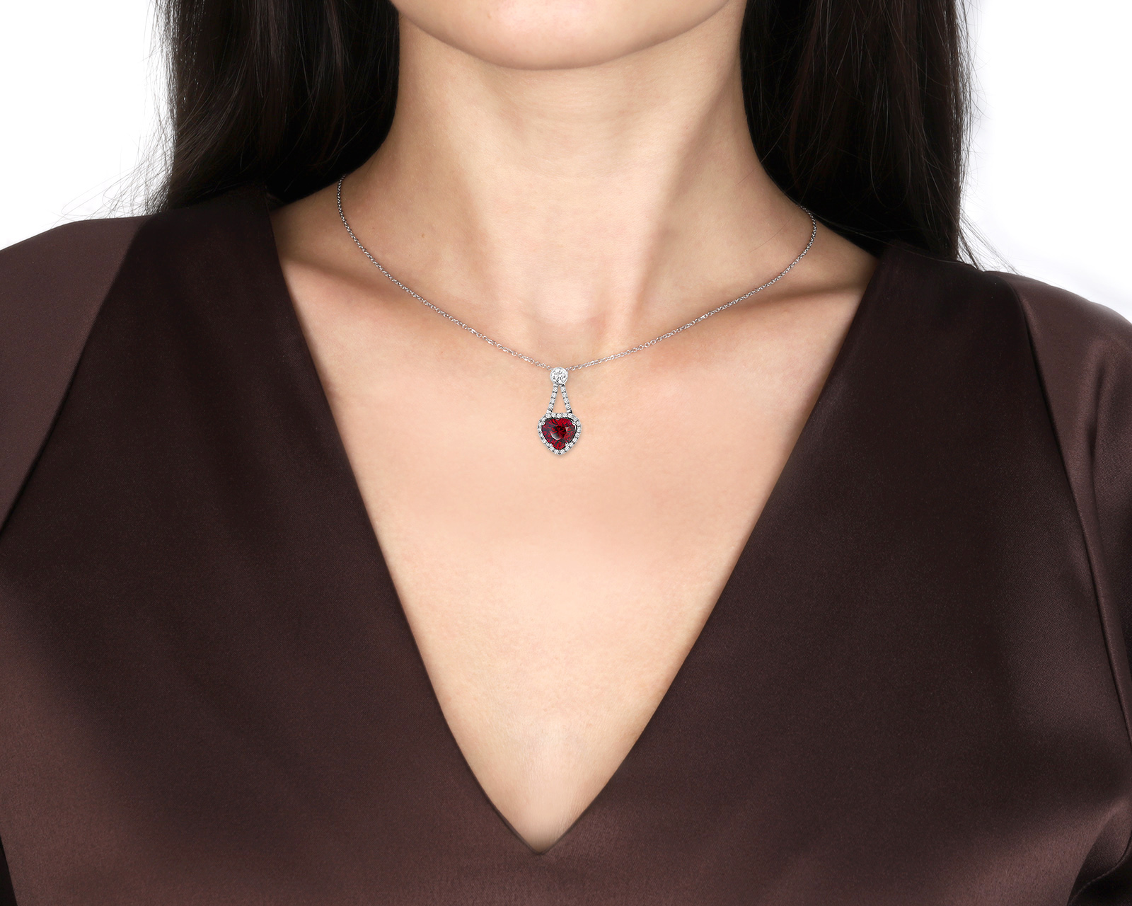 Золотое колье с гранатом родолитом 2.43ct Evgeny Matveev