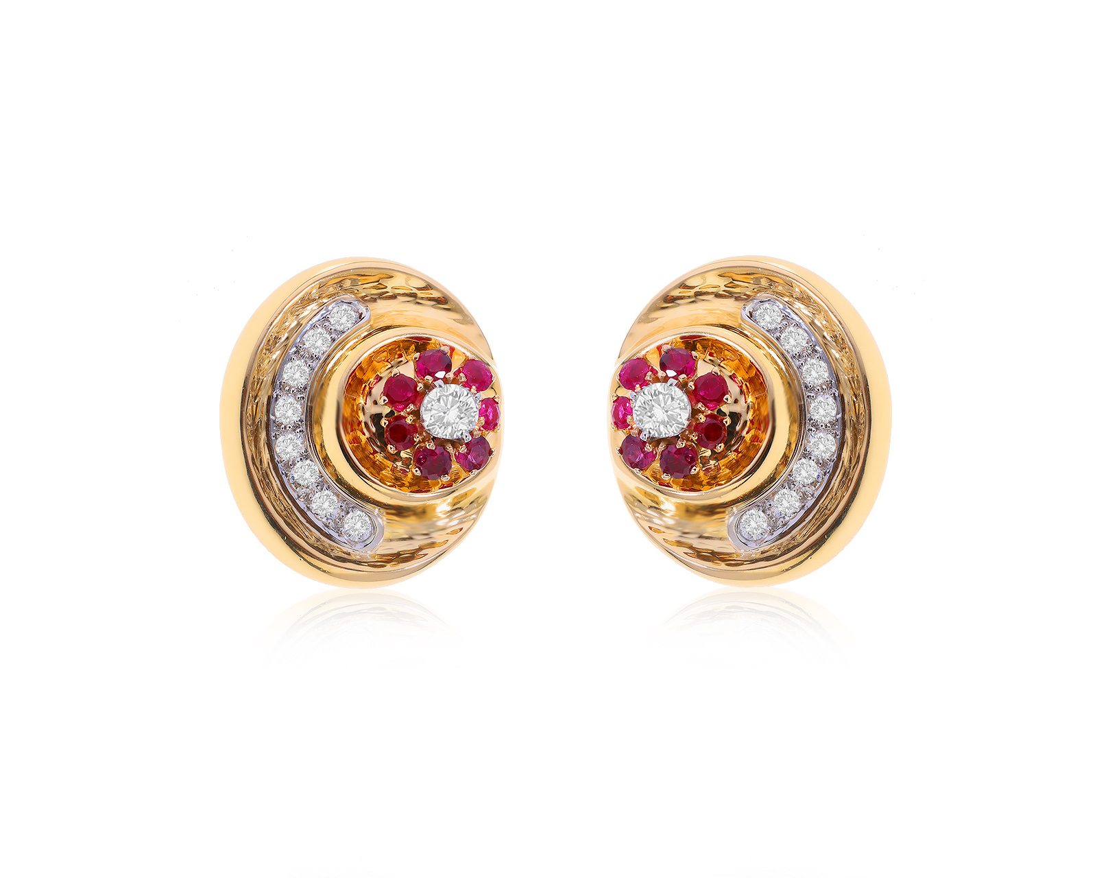Оригинальные золотые серьги с рубинами 1.54ct A.Clunn 000012/КМ00
