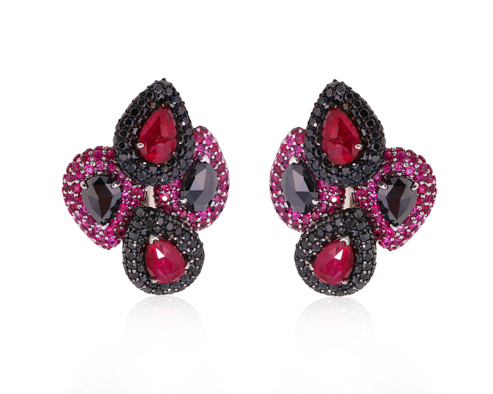Золотые серьги с рубинами 7.54ct и бриллиантами 7.15ct
