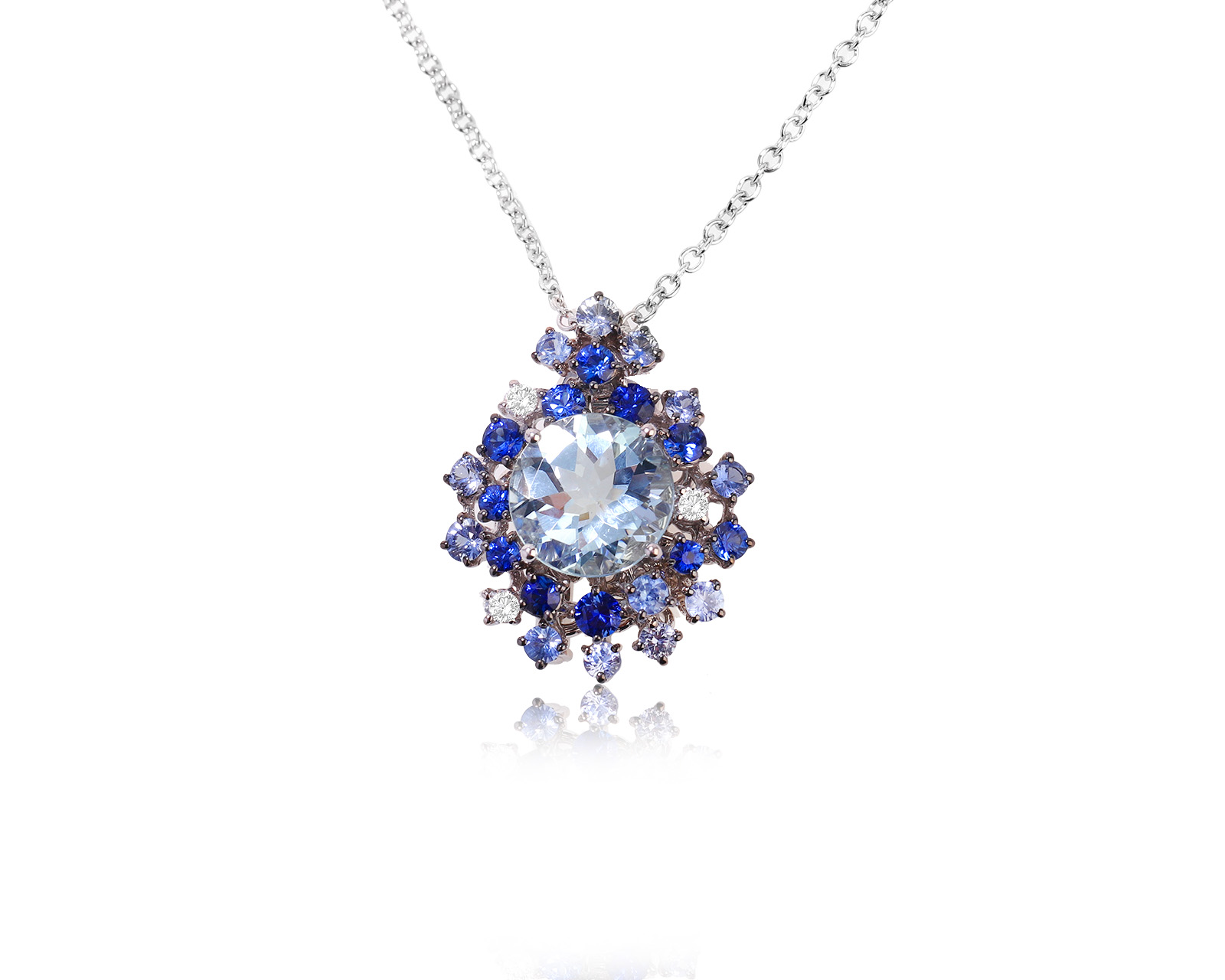 Оригинальный золотой кулон-брошь с аквамарином 3.15ct Damiani Mimosa Anima 230823/8