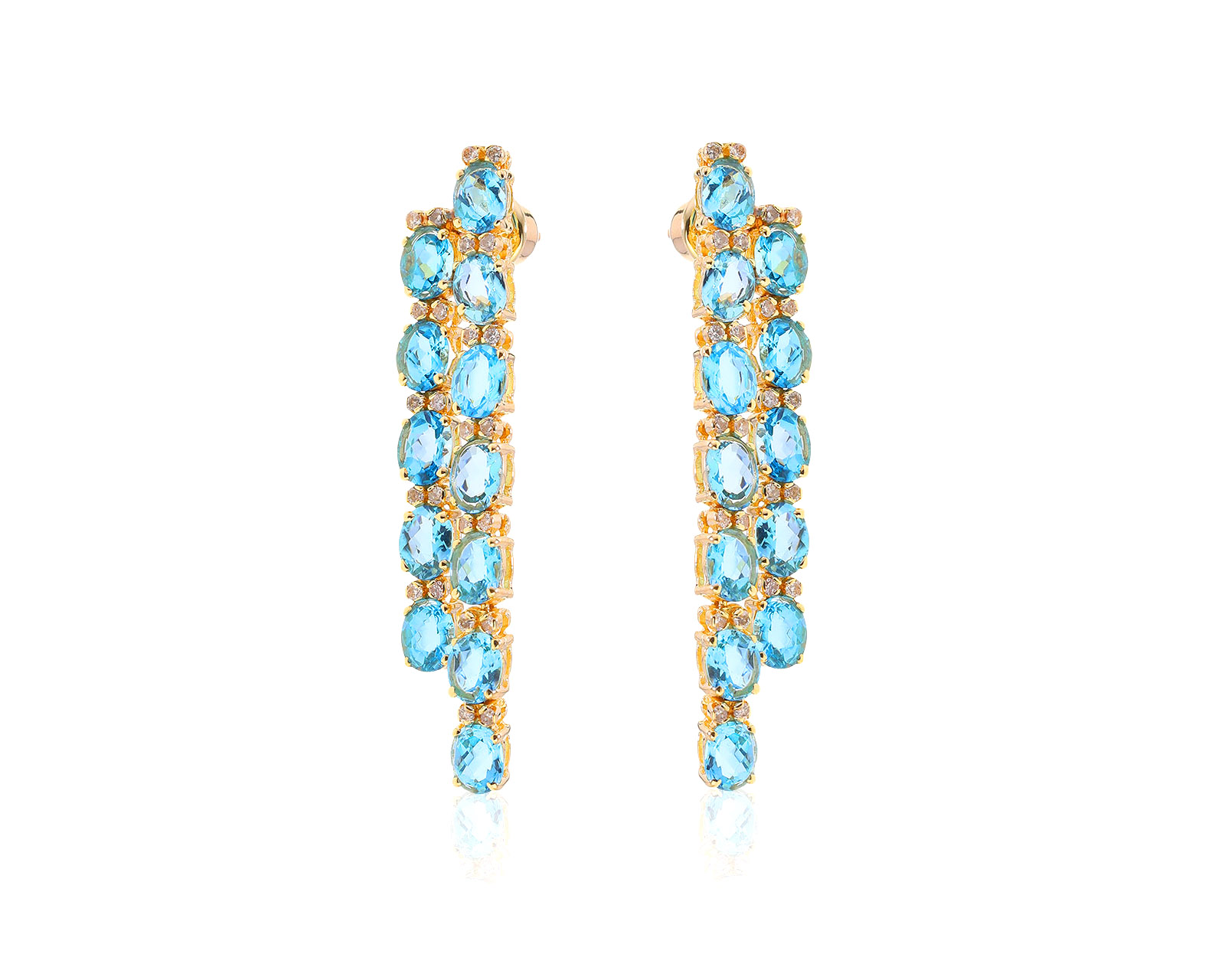 Великолепные золотые серьги с топазами 12.48ct 090621/11