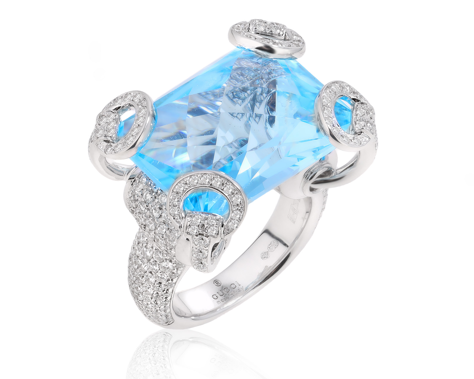 Оригинальное золотое кольцо с топазом 26.90ct Gucci Horsebit Cocktail 170325/1