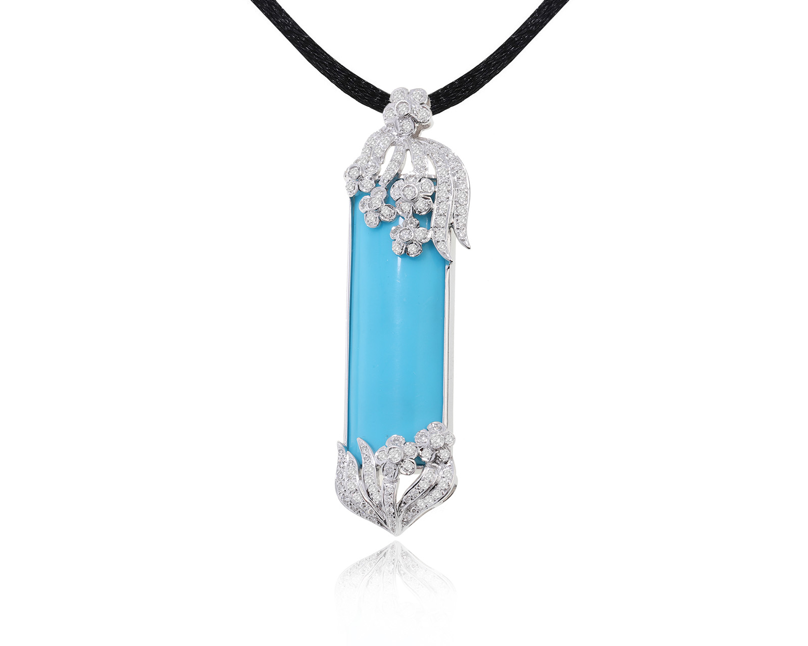 Золотой кулон с бирюзой 15.60ct и бриллиантами 0.96ct 160324/13