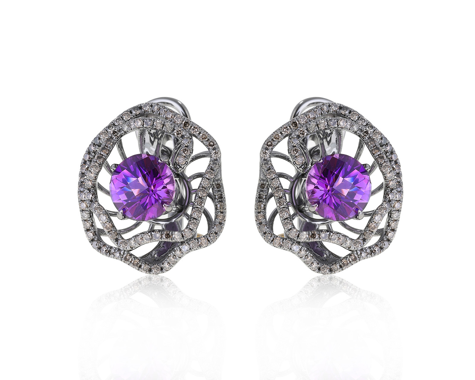 Потрясающие золотые серьги с аметистами 4.00ct 171121/19