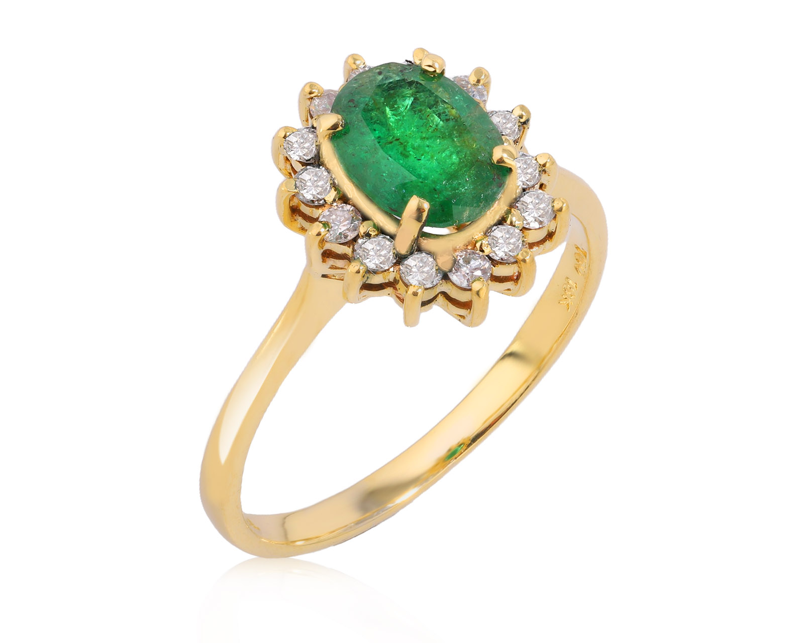 Золотое кольцо с изумрудом 1.17ct и бриллиантами 0.28ct 151124/2