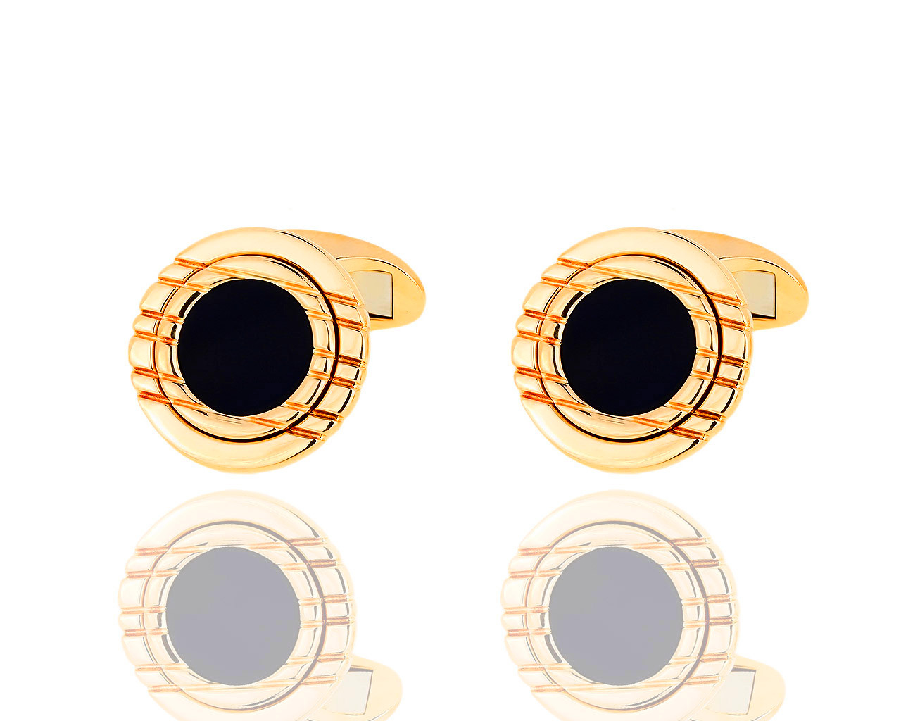 Оригинальные золотые запонки с ониксом Piaget 200618/КМ2