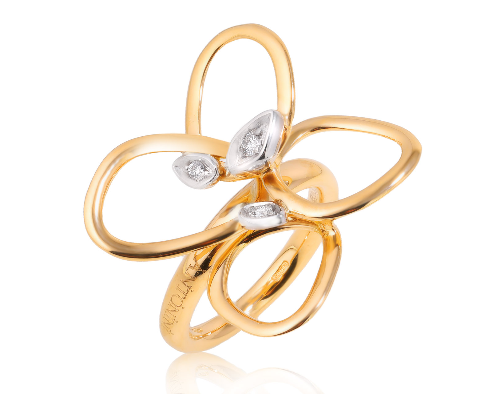 Оригинальное золотое кольцо с бриллиантами 0.09ct Antonini 140225/25