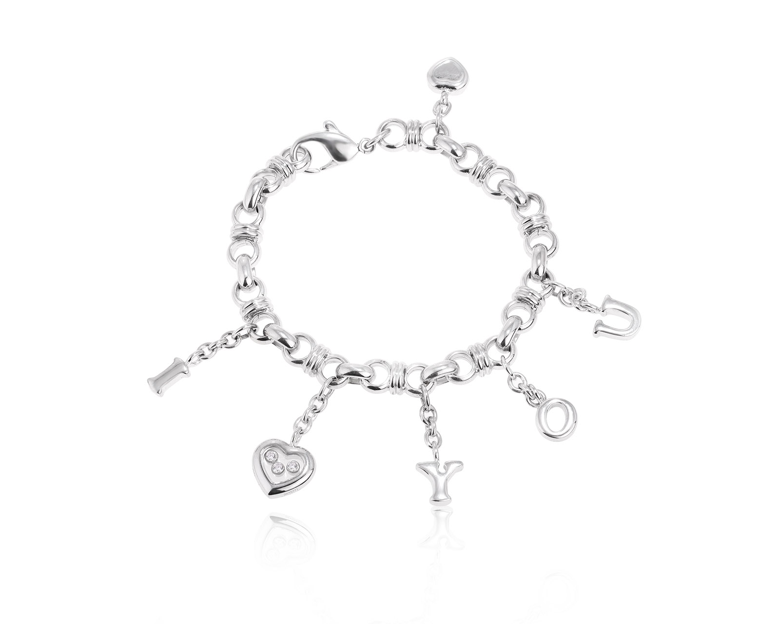 Оригинальный золотой браслет Chopard Happy Diamond I Love You Heart Charm 091124/16