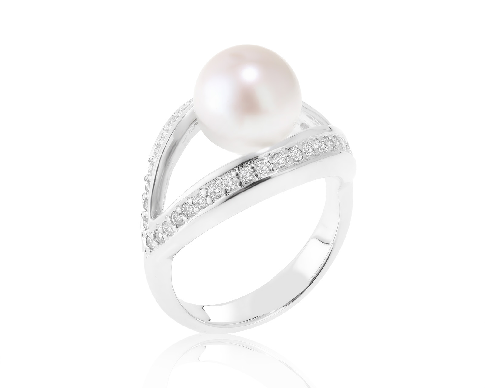 Женственное золотое кольцо с жемчугом 9.20 мм 201222/8