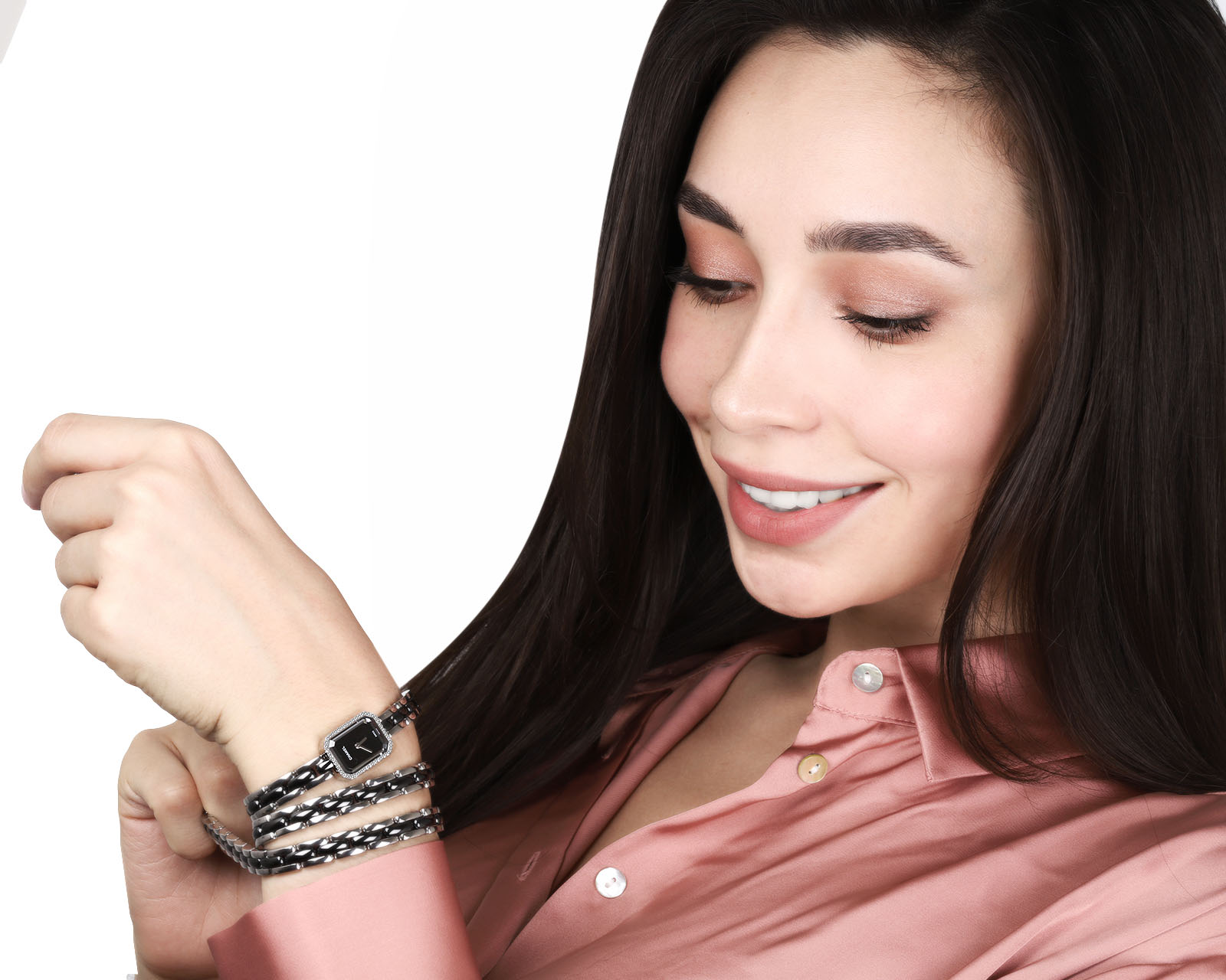 Оригинальные стальные часы с бриллиантами 0.26ct Chanel Première Mini