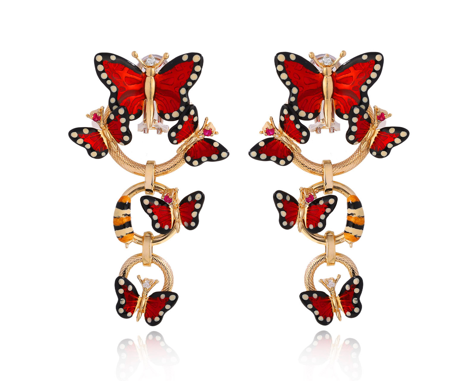 Оригинальные золотые серьги с рубинами 0.18ct Roberto Bravo 160325/8