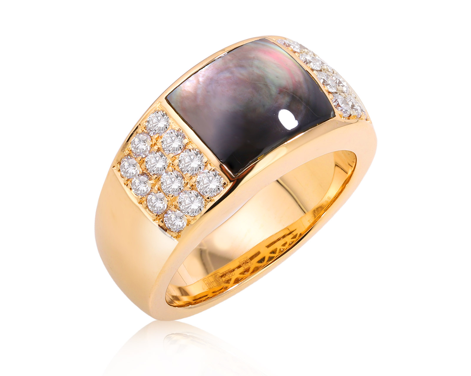 Оригинальное золотое кольцо с перламутром 1.10ct WZP Werner Zappe Pforzheim 201025/13