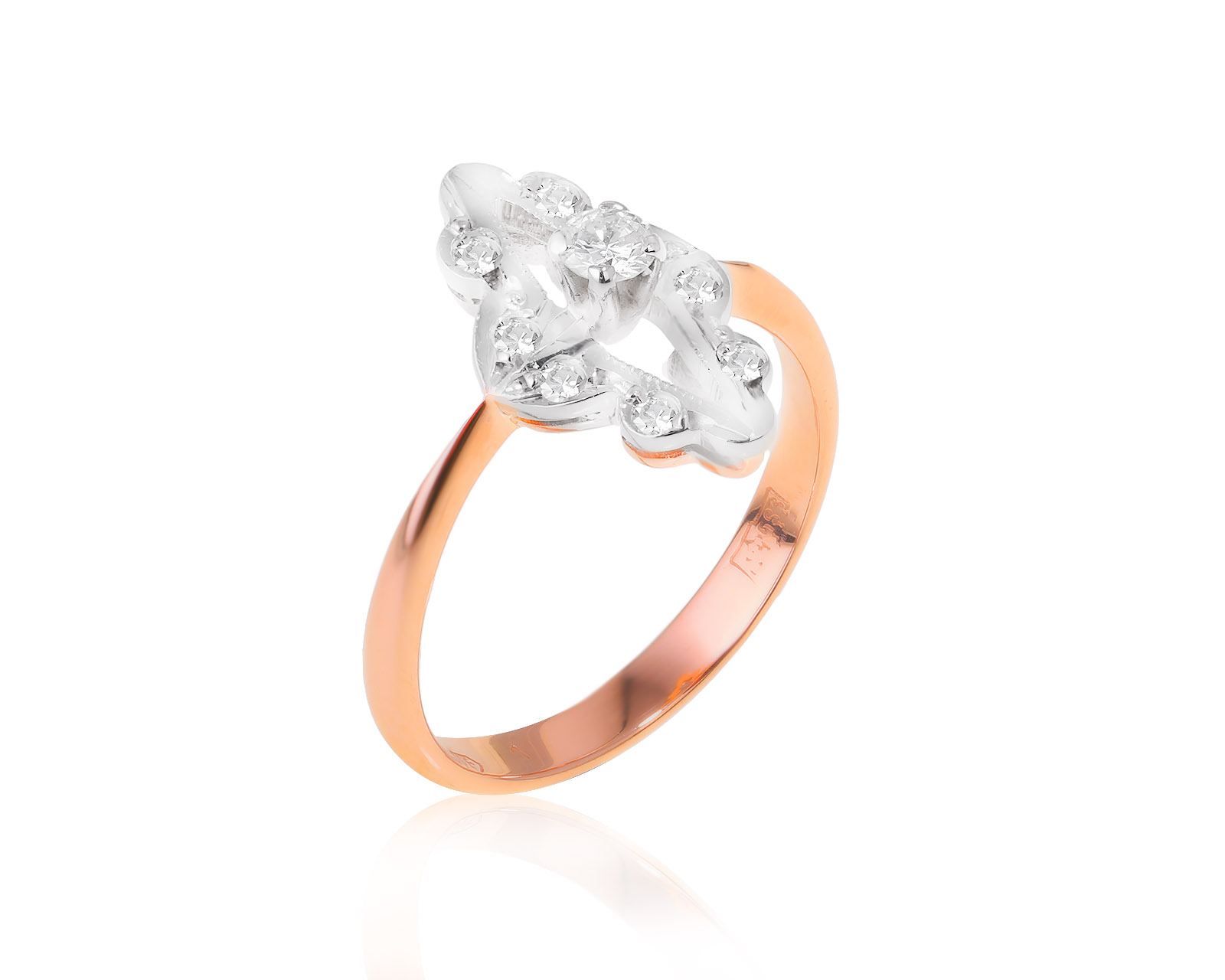 Золотое кольцо с бриллиантами 0.19ct СССР 060524/12