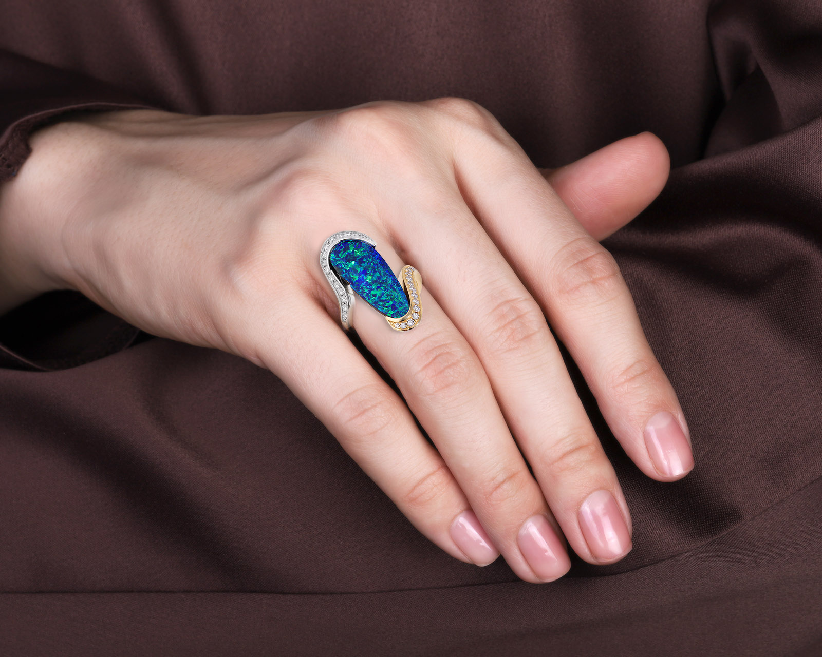 Золотое кольцо с опалом Австралия 4.08ct Evgeny Matveev