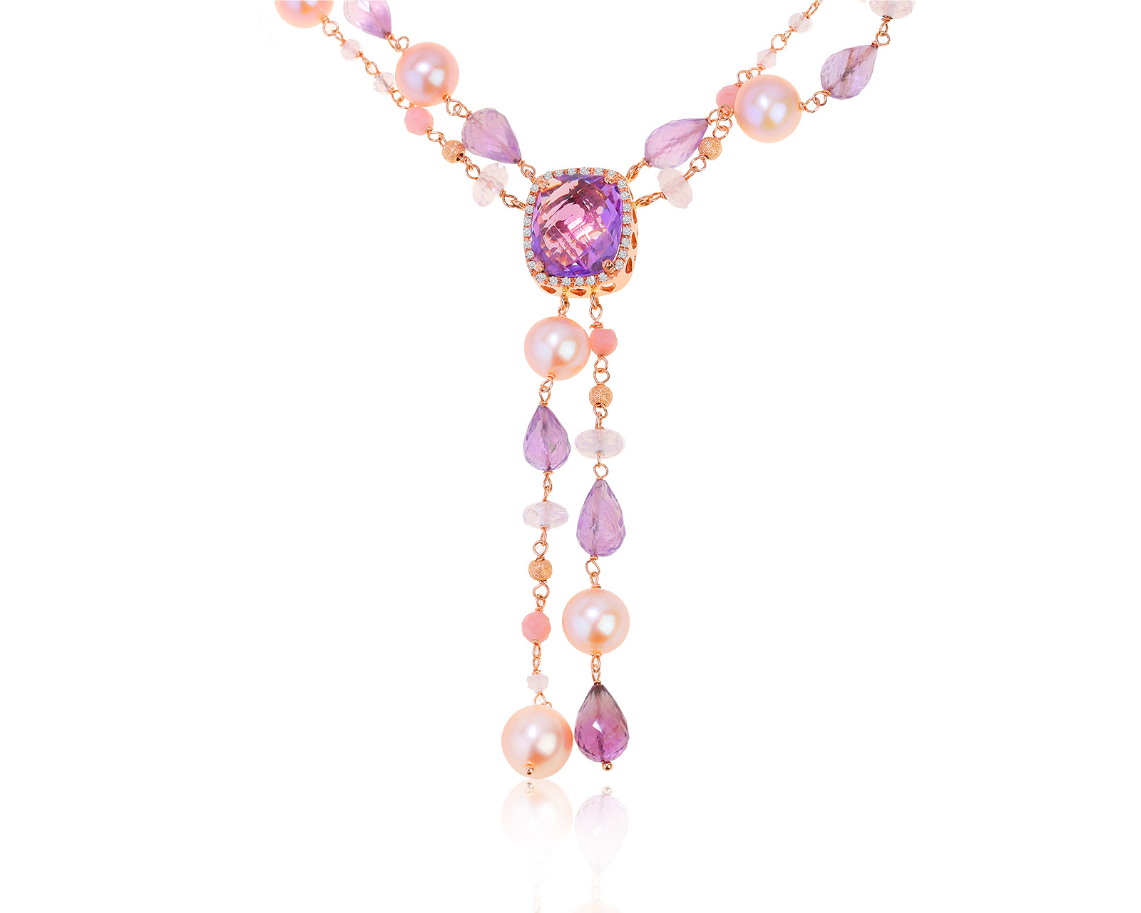 Оригинальное золотое колье с аметистами 33.14ct Zoccai 051121/4