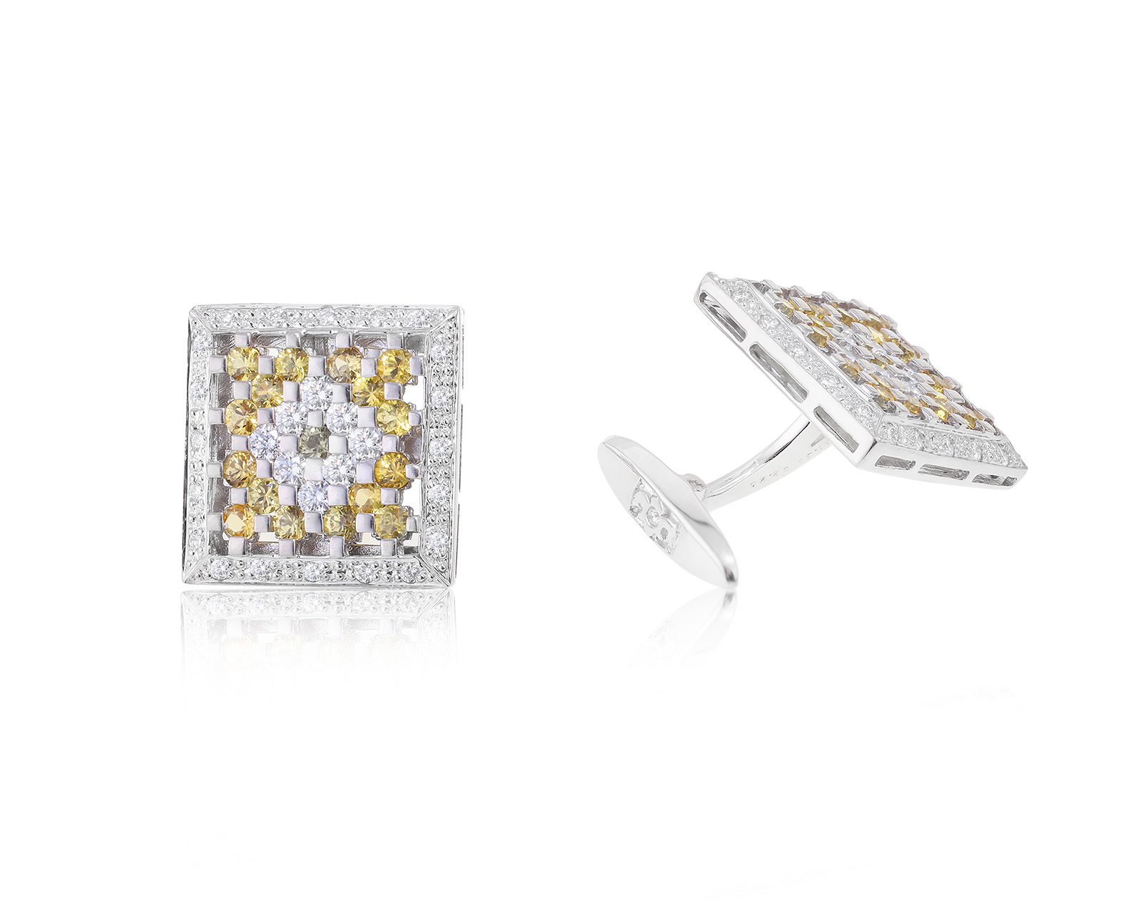 Оригинальные золотые запонки с сапфирами 2.26ct Wenger 070324/1