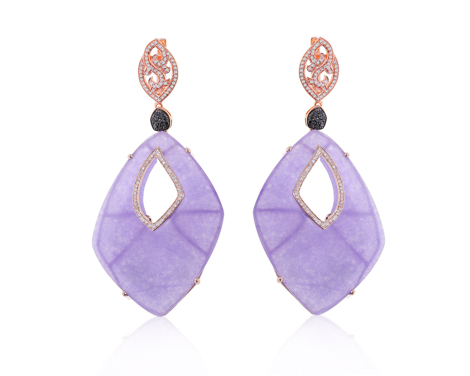 Женственные золотые серьги с халцедонами 50.10ct 310122/7