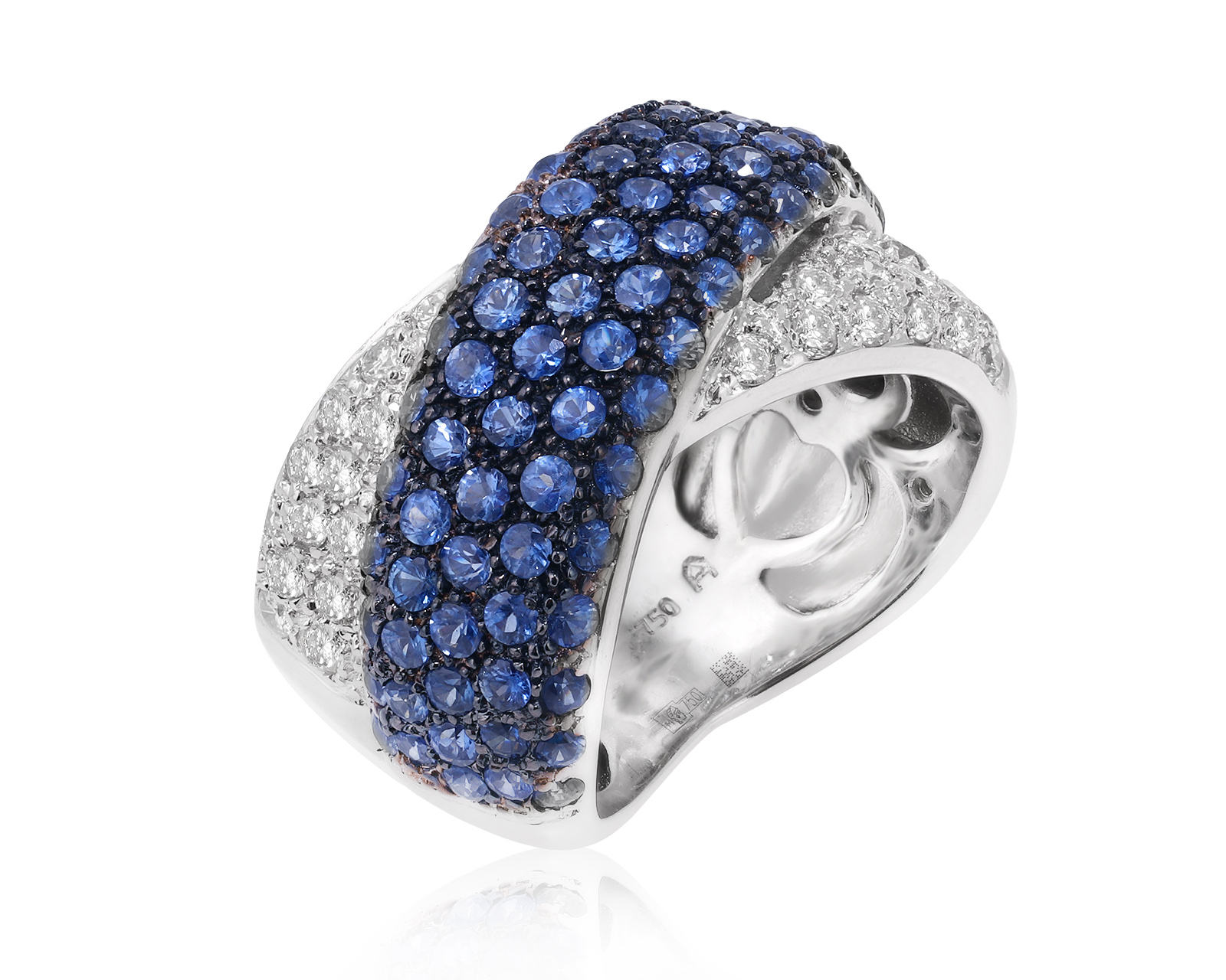 Золотое кольцо с сапфирами 2.37ct и бриллиантами 0.56ct