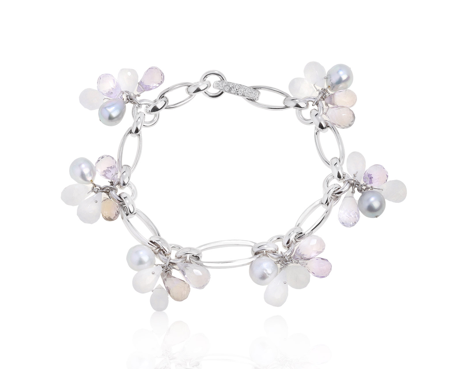 Оригинальный золотой браслет с лунными камнями 13.26ct Utopia 010819/КМ028