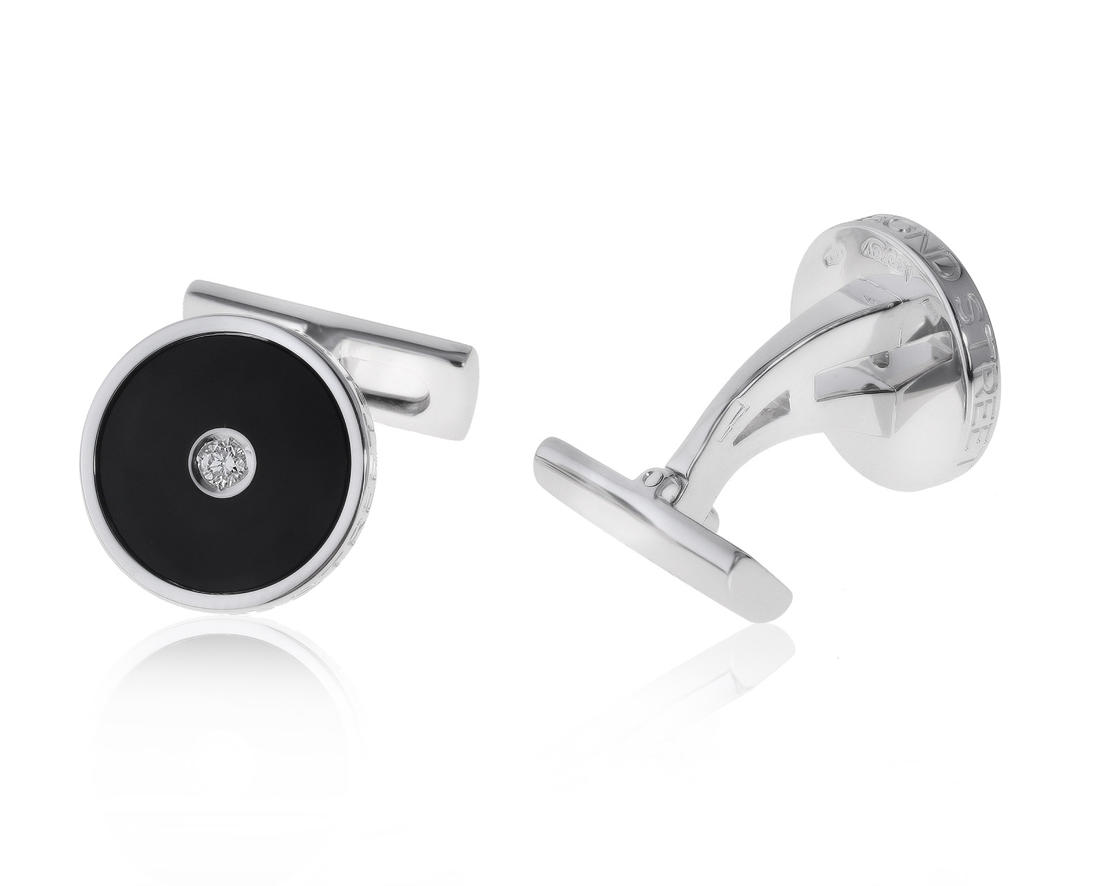 Оригинальные золотые запонки с ониксом Asprey 180821/4