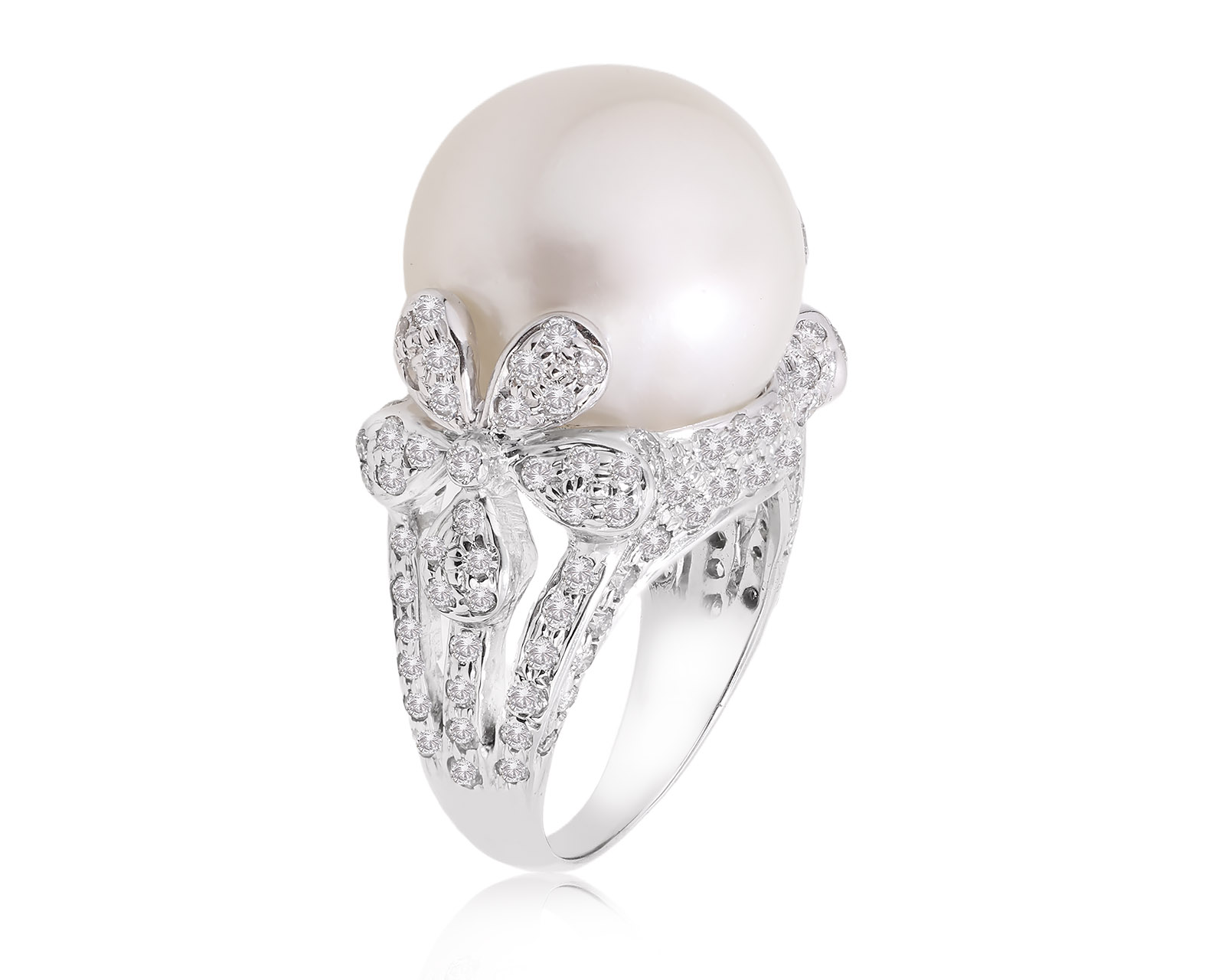 Золотое кольцо с жемчугом 16.78 мм и бриллиантами 1.92ct 140225/17