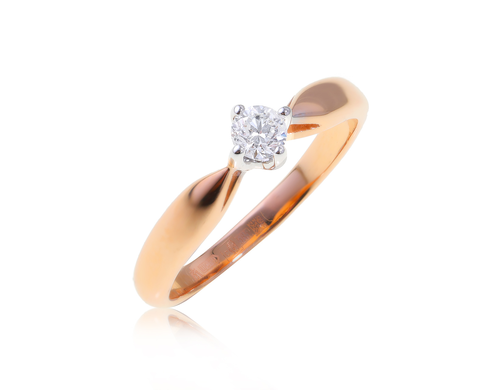 Оригинальное золотое кольцо с бриллиантом 0.14ct МЮЗ 080424/3
