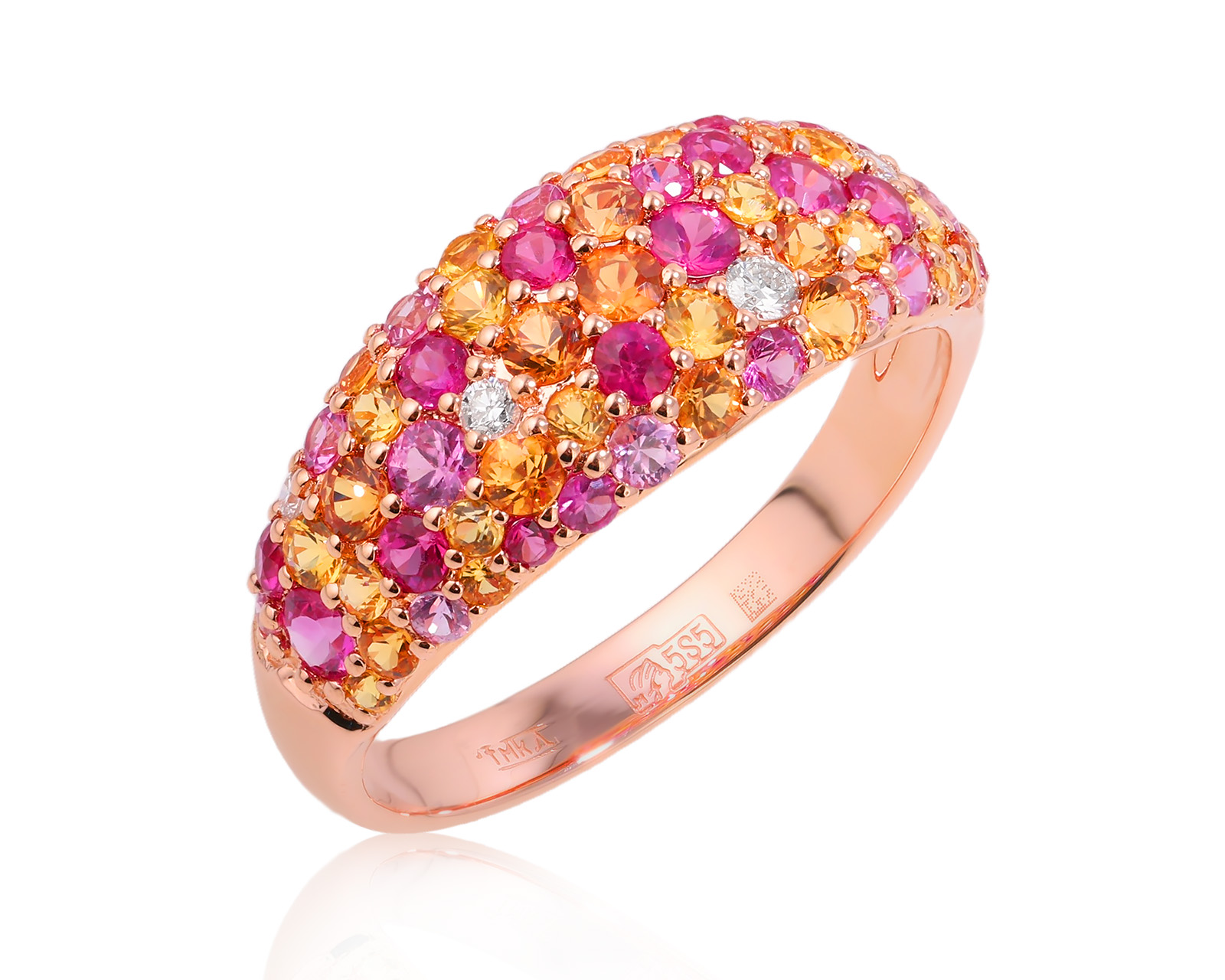 Золотое кольцо с цветными сапфирами 1.62ct 171025/6