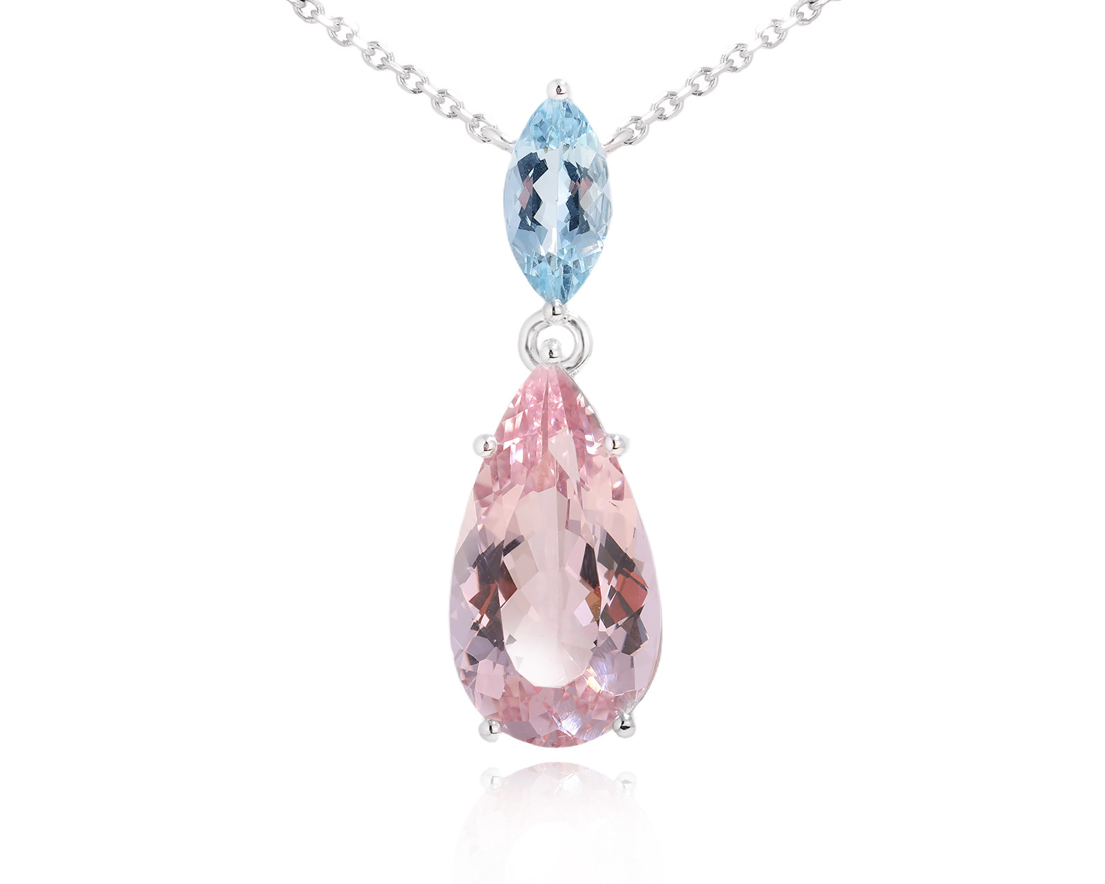 Золотое колье с морганитом 6.63ct и аквамарином 0.81ct Evgeny Matveev 070825/Б217