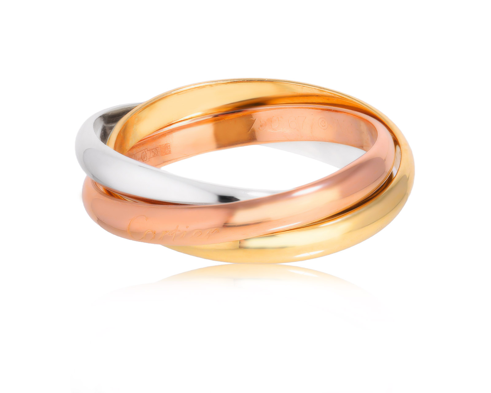 Оригинальное золотое кольцо Cartier Trinity Classic 080825/1