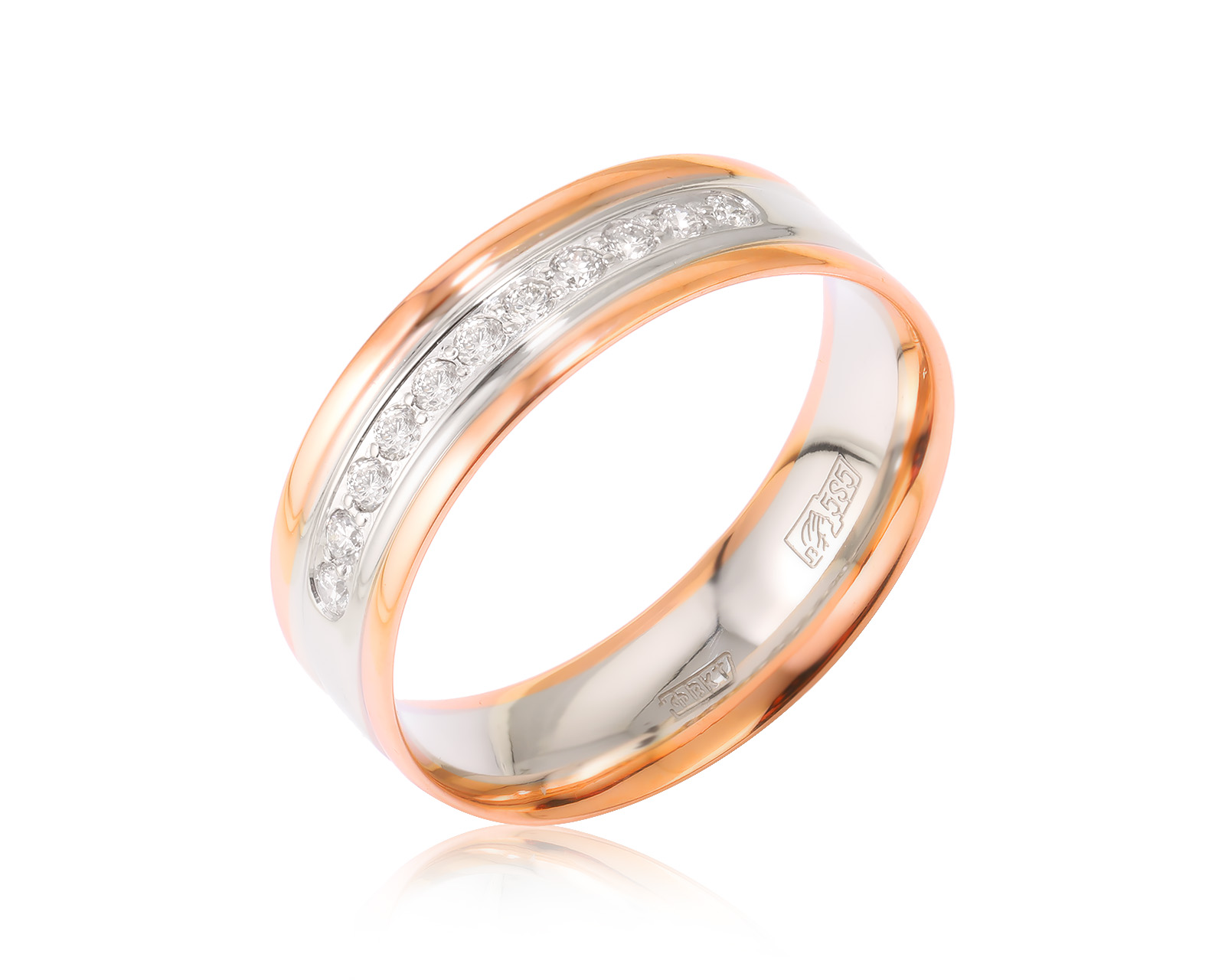 Оригинальное золотое кольцо с бриллиантами 0.14ct МЮЗ 180324/8