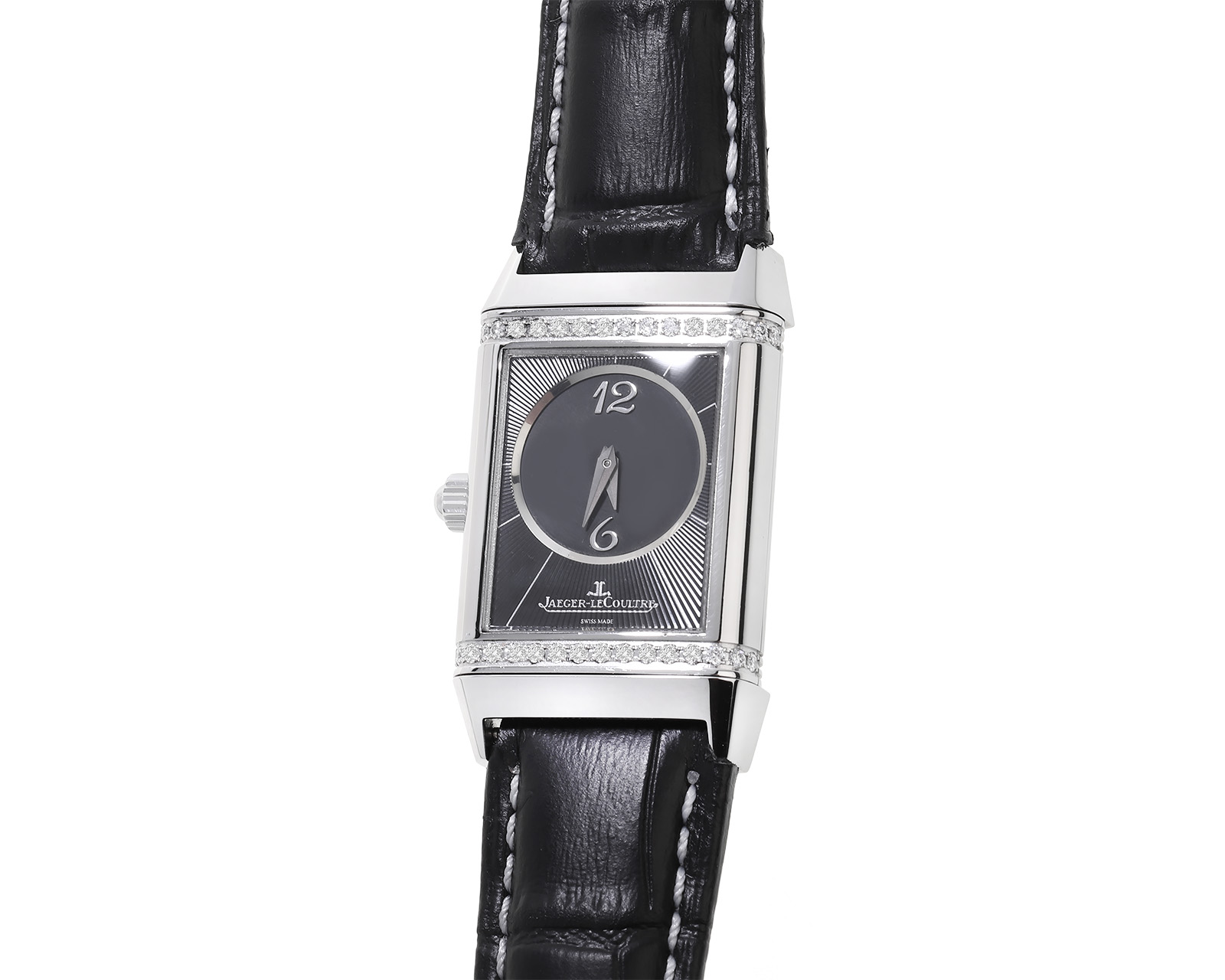 Оригинальные стальные часы c бриллиантами 0.38ct Jaeger-LeCoultre Reverso Duetto 100523/3