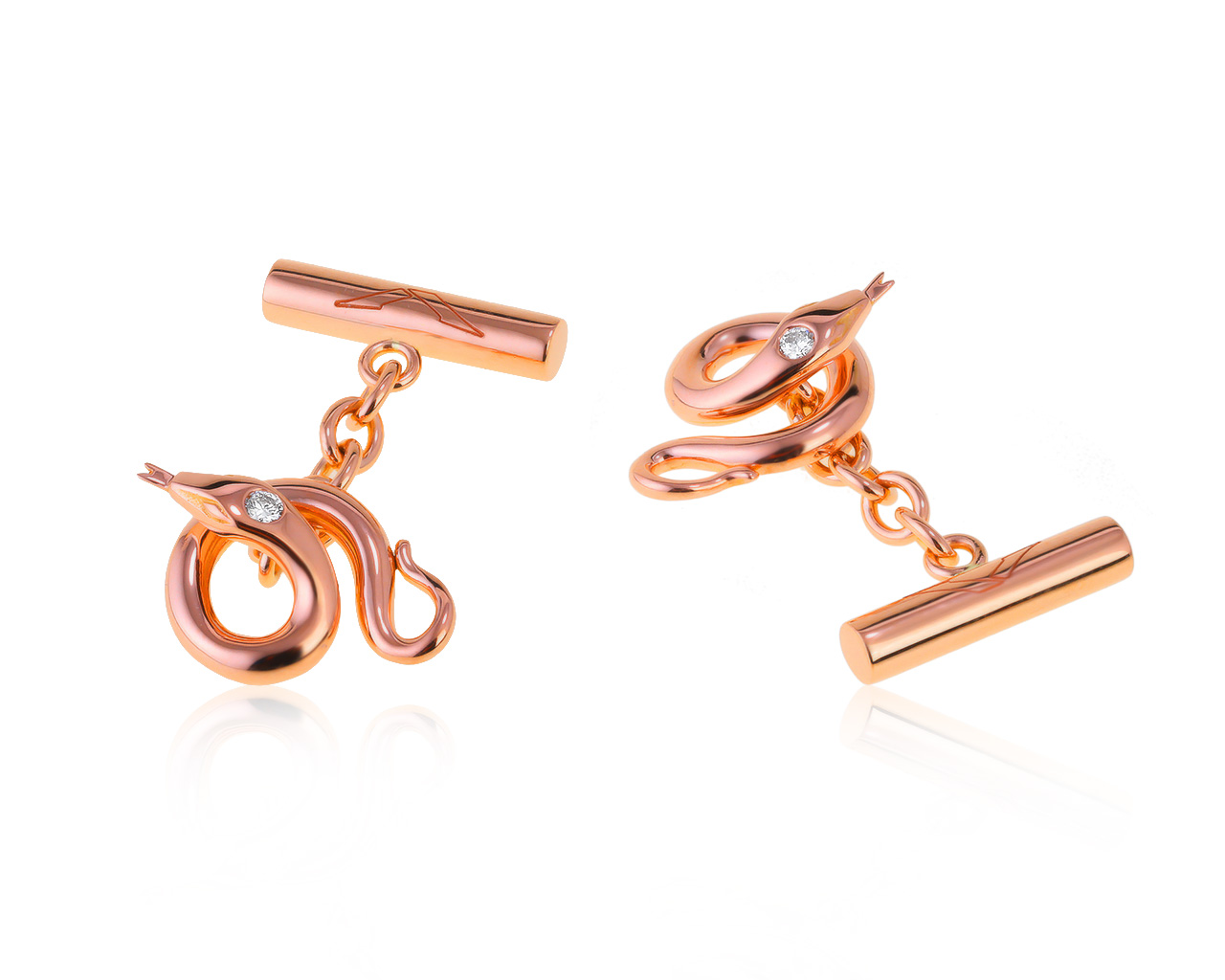 Оригинальные золотые запонки с бриллиантами 0.07ct Boucheron Snake 280521/44