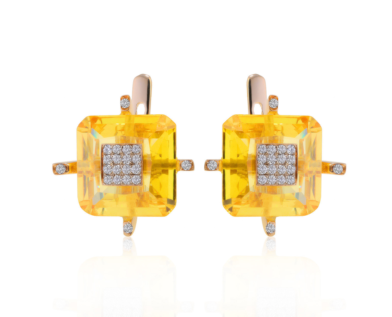 Эстетичные золотые серьги с синтетическими цирконами 080921/9