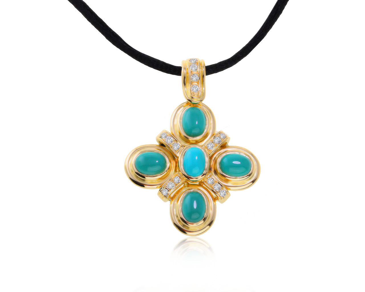 Праздничный золотой кулон с бирюзой 5.01ct 240321/24