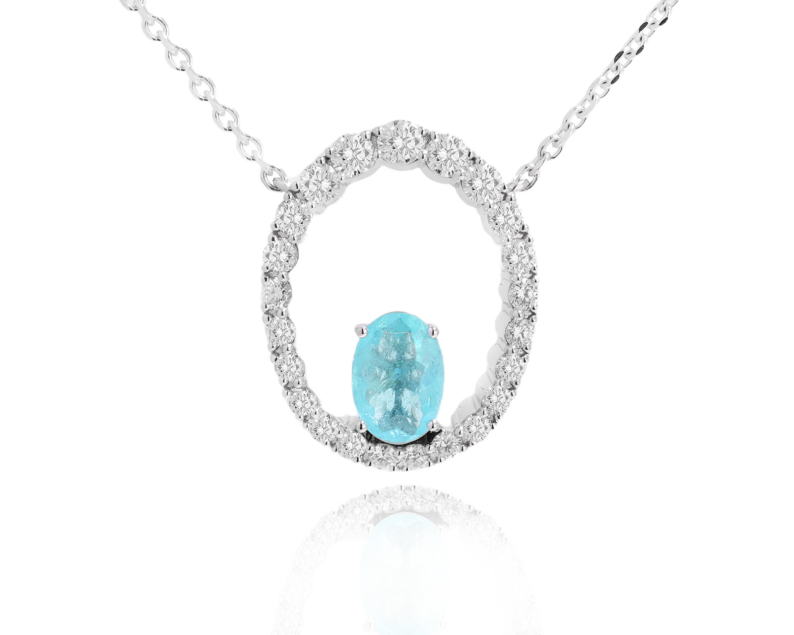 Золотое колье с турмалином параиба Мозамбик 0.62ct Evgeny Matveev 240725/Б183